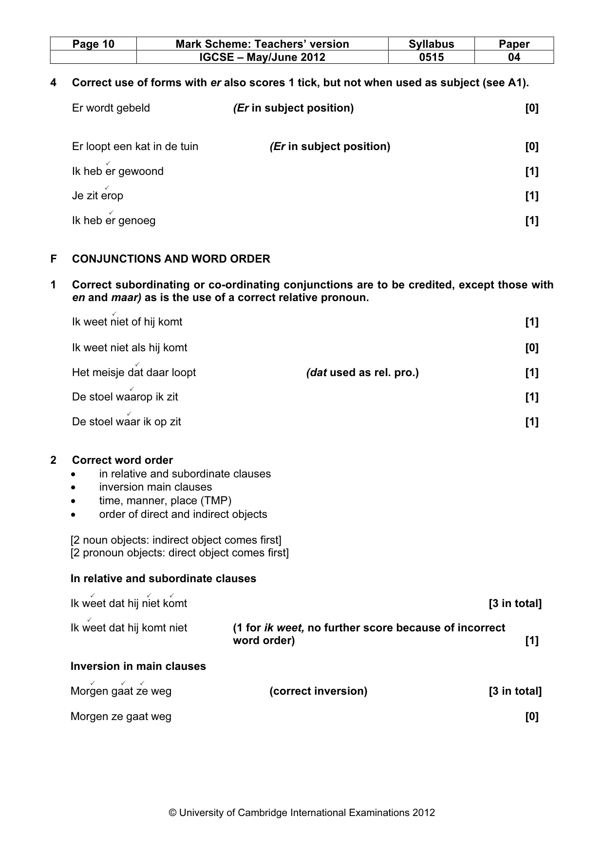 Mark scheme, page 10 of 13