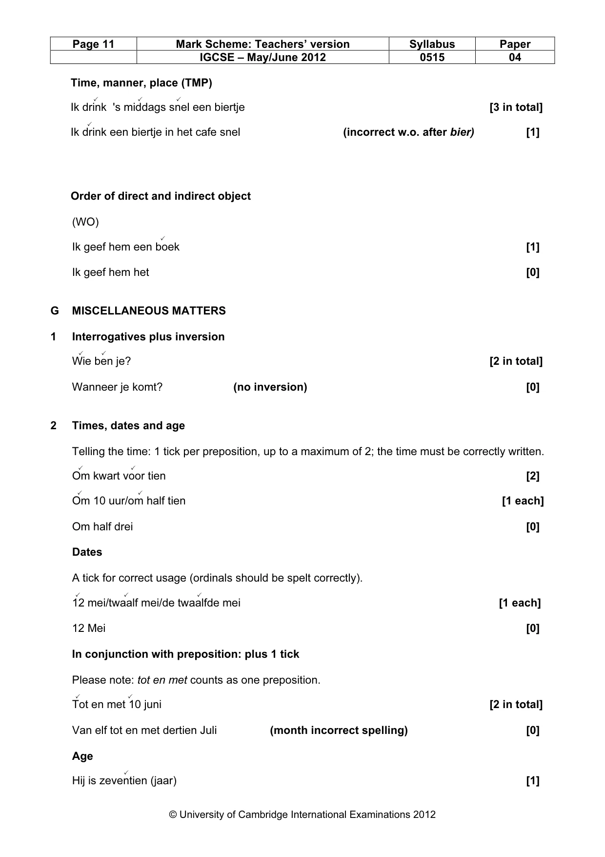 Mark scheme, page 11 of 13
