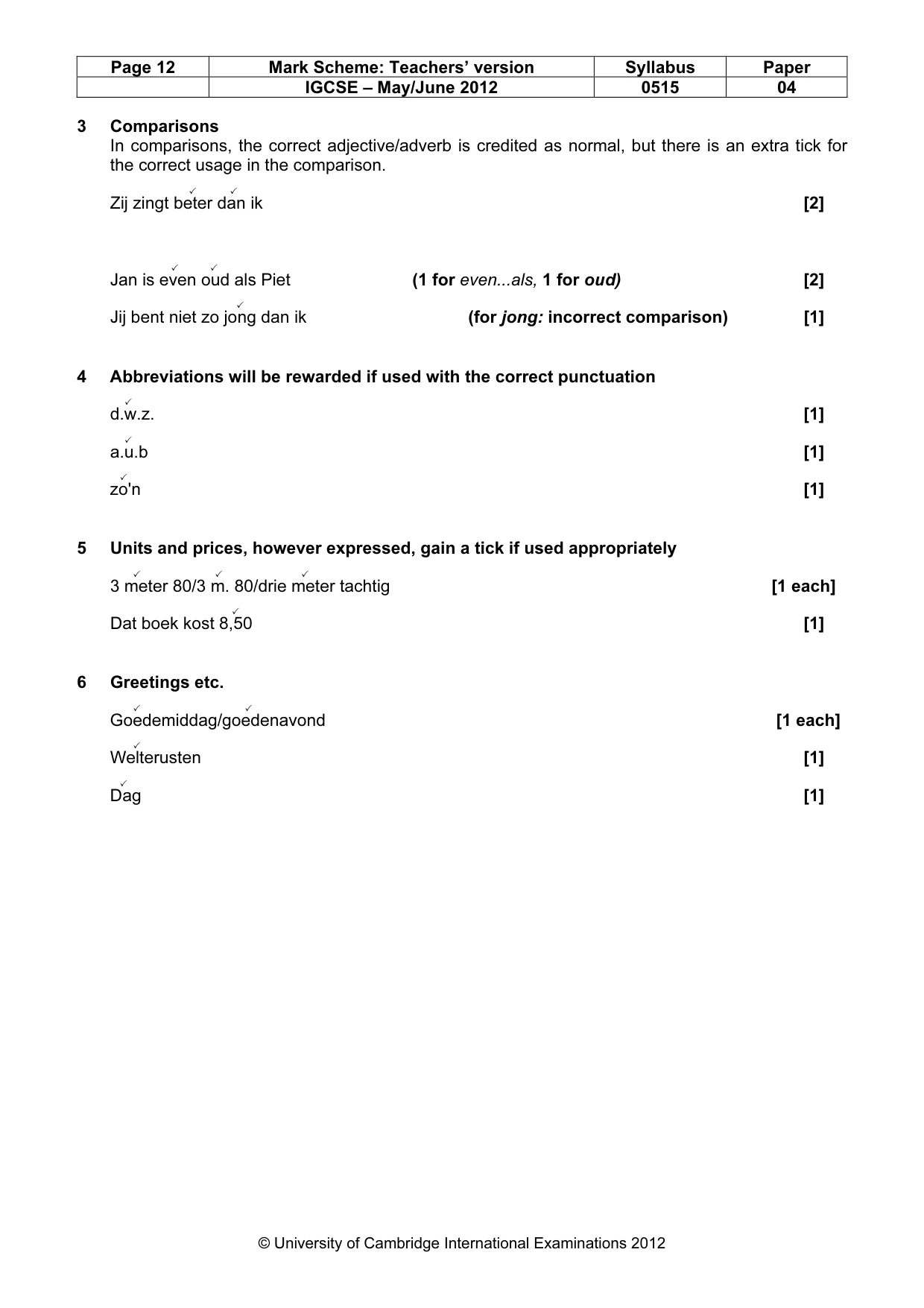 Mark scheme, page 12 of 13