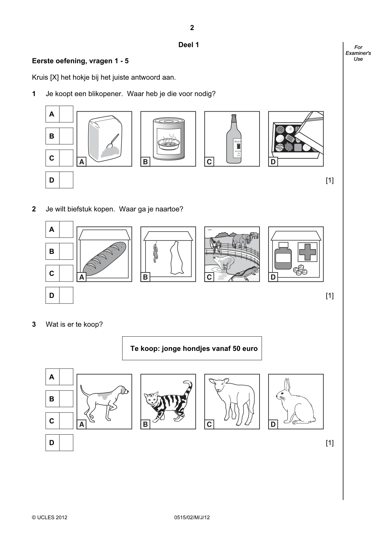 Cambridge IGCSE Dutch - Foreign Language 0515 2012 May/June Paper 2 · Variant 1 question paper, page 2 of 20