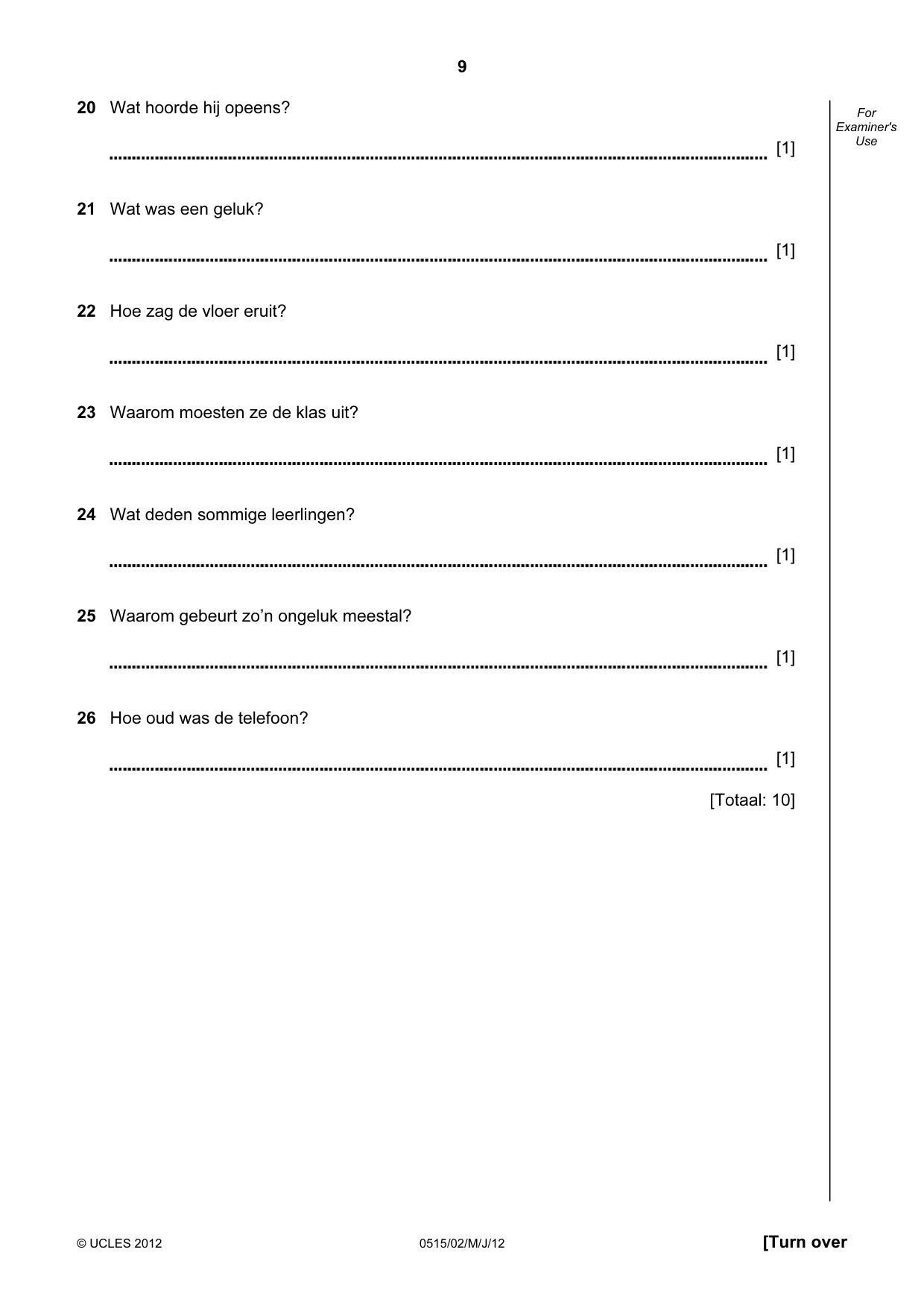 Cambridge IGCSE Dutch - Foreign Language 0515 2012 May/June Paper 2 · Variant 1 question paper, page 9 of 20