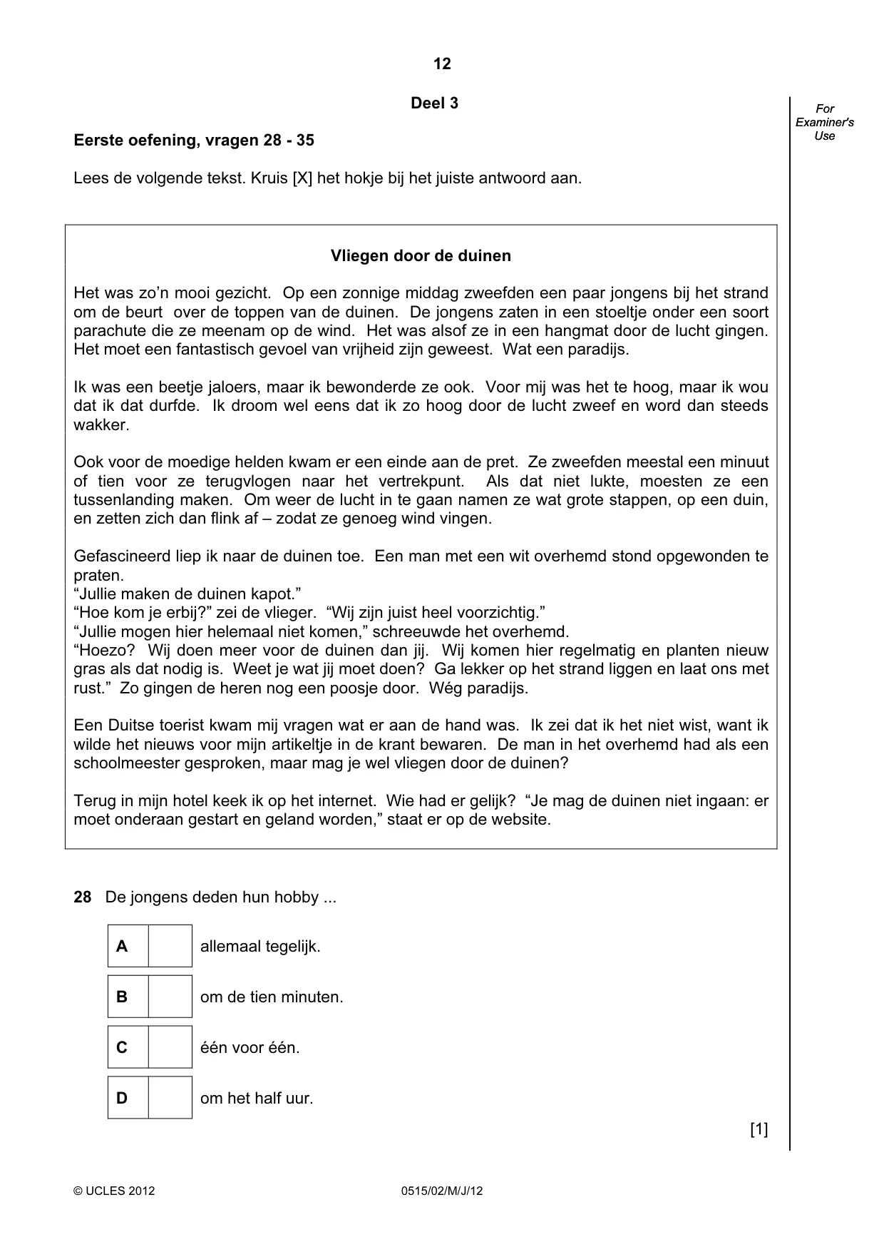Cambridge IGCSE Dutch - Foreign Language 0515 2012 May/June Paper 2 · Variant 1 question paper, page 12 of 20