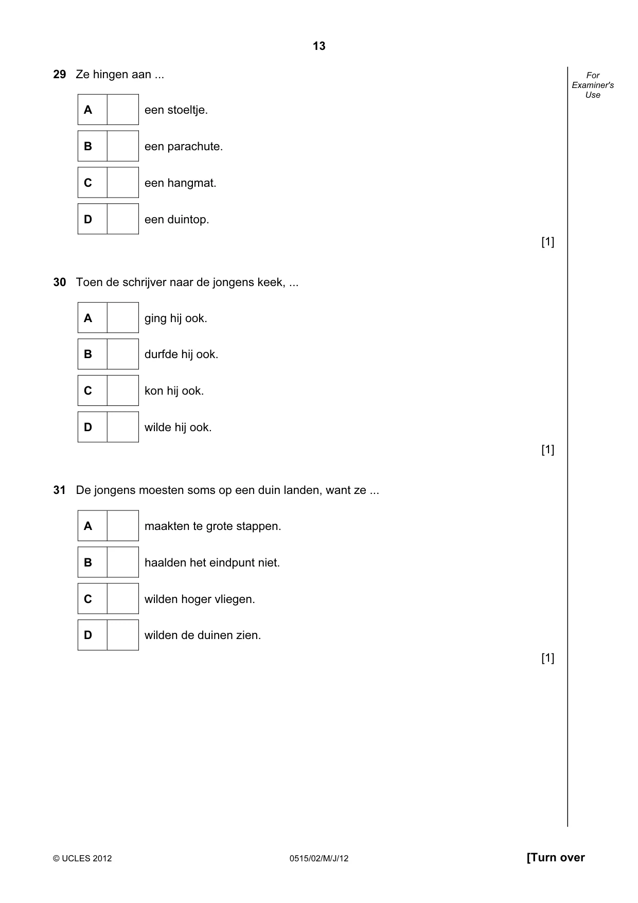 Cambridge IGCSE Dutch - Foreign Language 0515 2012 May/June Paper 2 · Variant 1 question paper, page 13 of 20