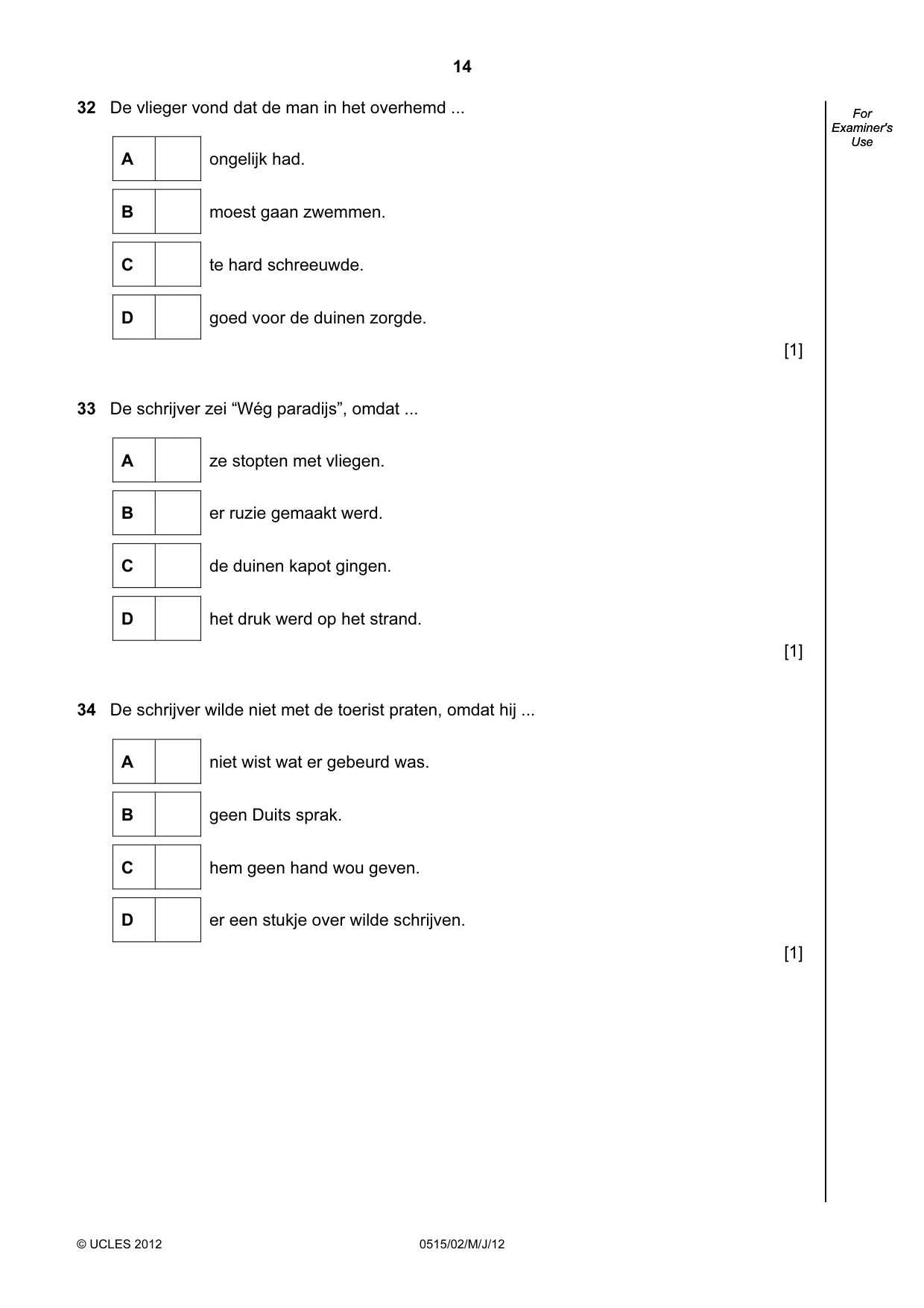 Cambridge IGCSE Dutch - Foreign Language 0515 2012 May/June Paper 2 · Variant 1 question paper, page 14 of 20