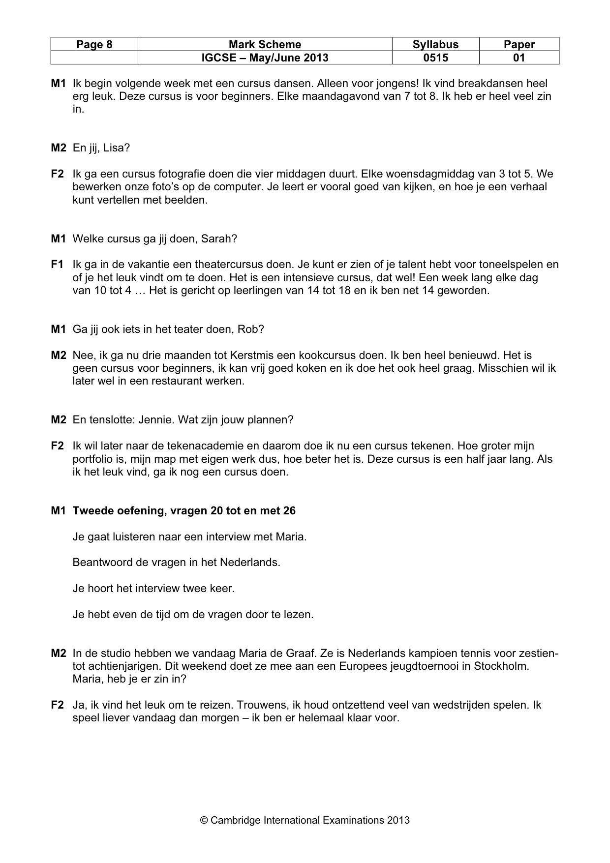 Mark scheme, page 8 of 11