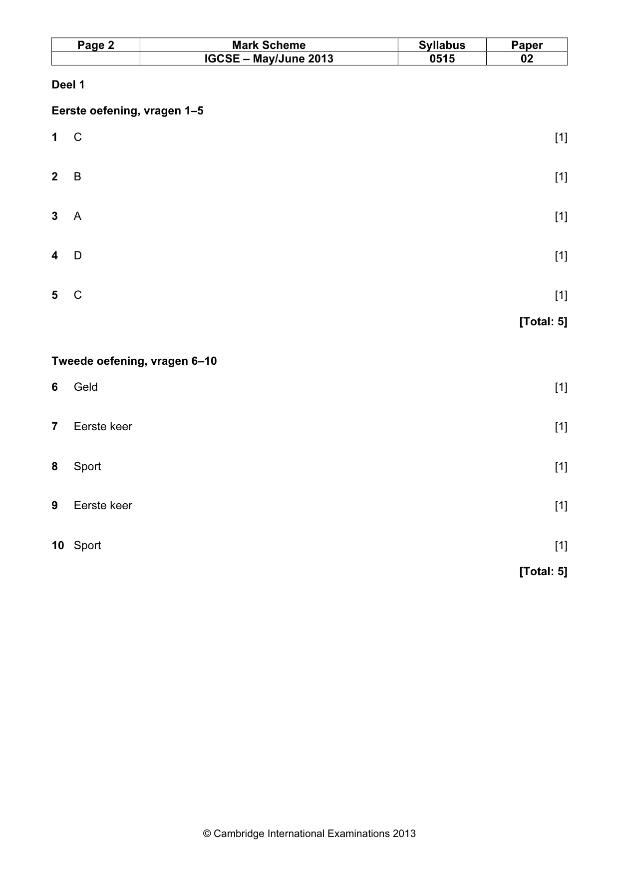 Mark scheme, page 2 of 7