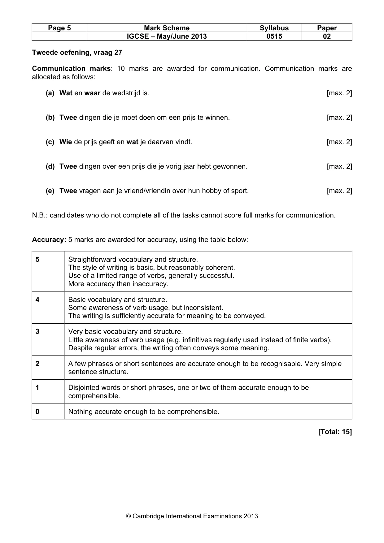 Mark scheme, page 5 of 7