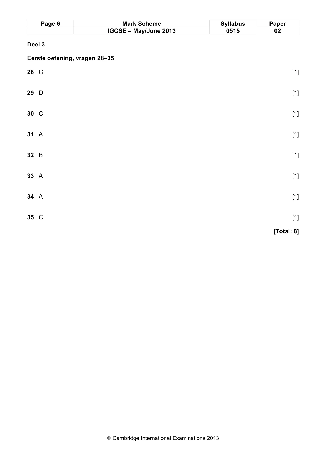 Mark scheme, page 6 of 7