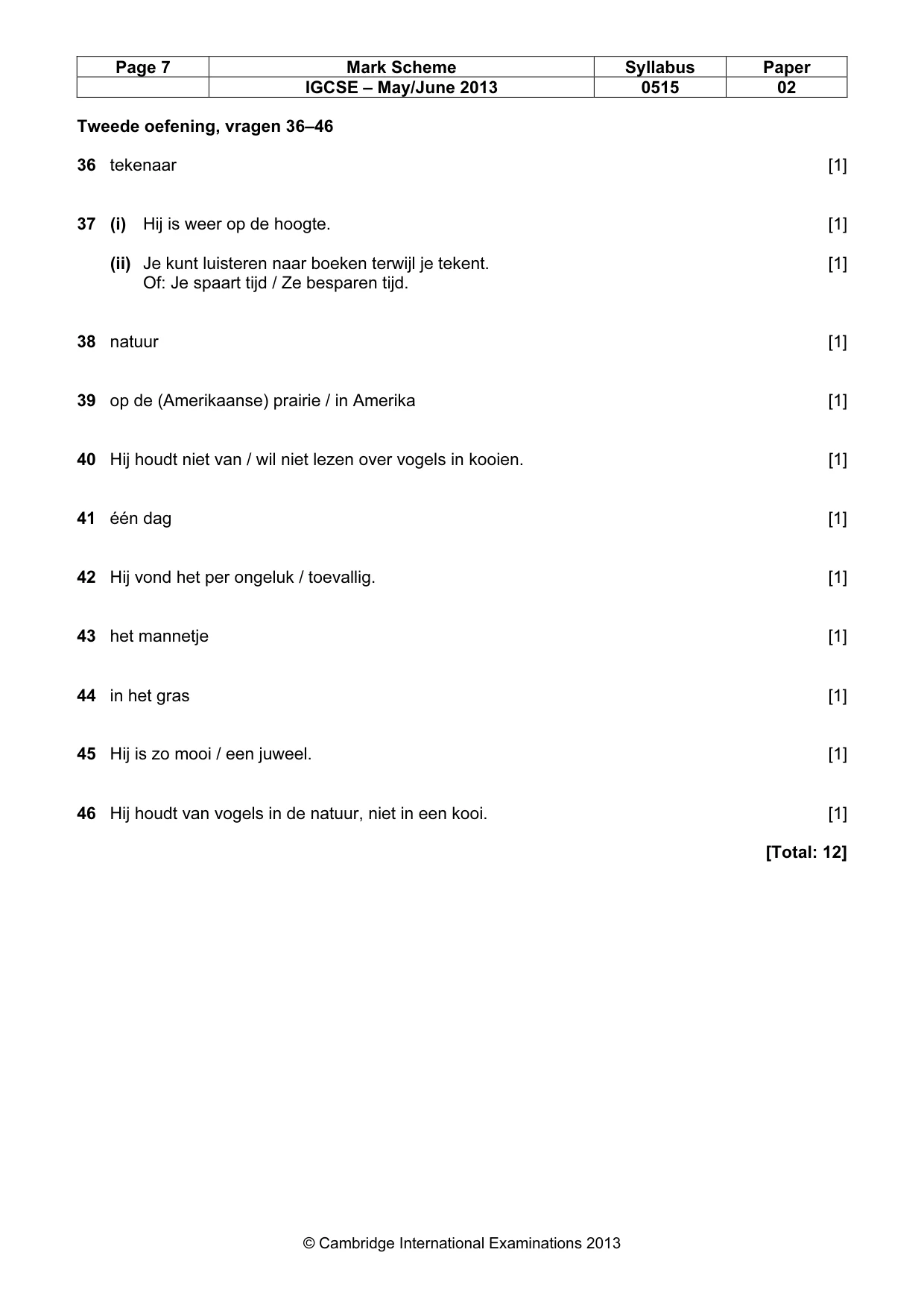 Mark scheme, page 7 of 7