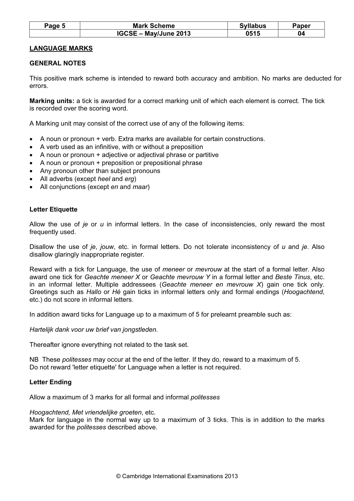 Mark scheme, page 5 of 14