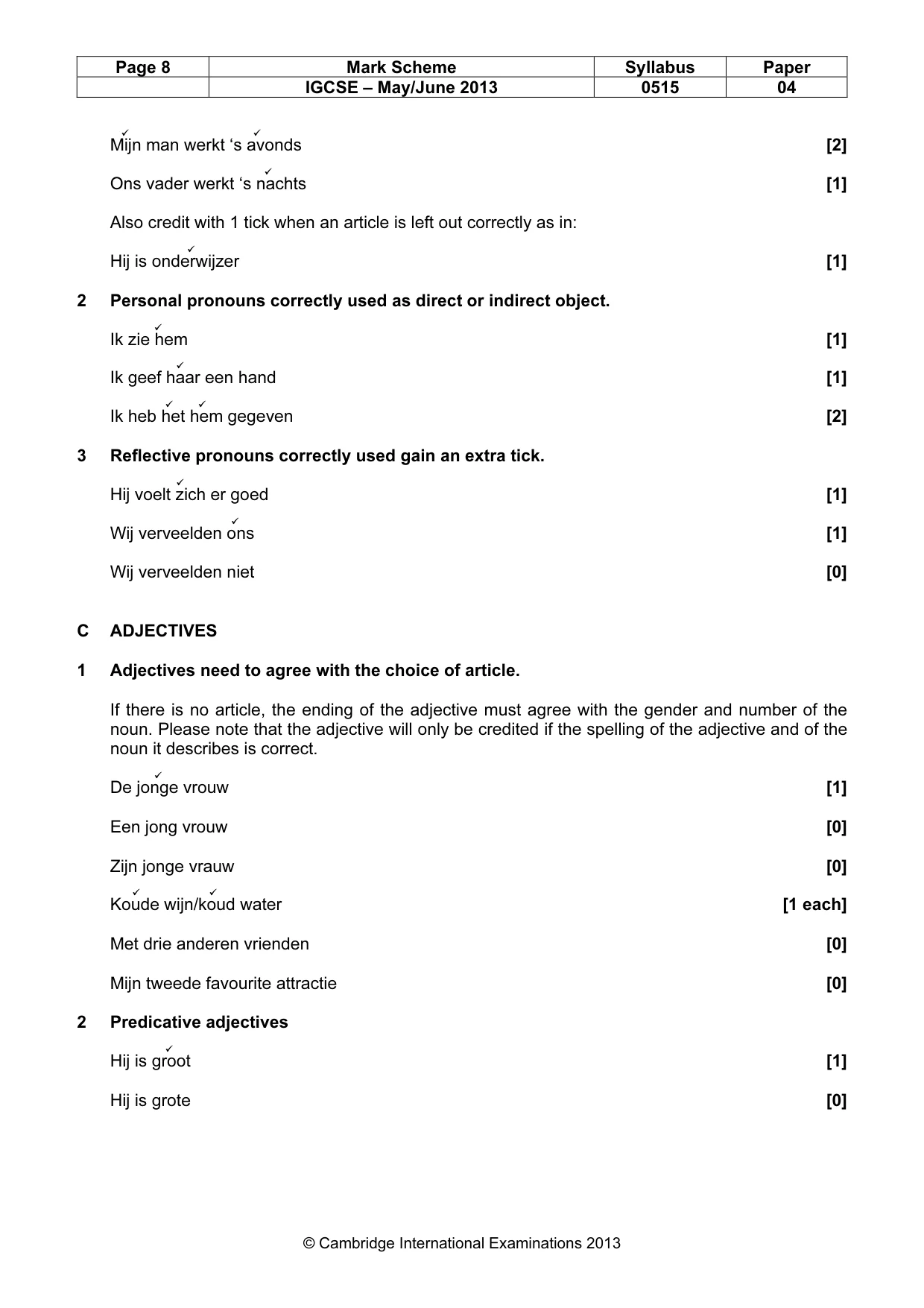 Mark scheme, page 8 of 14