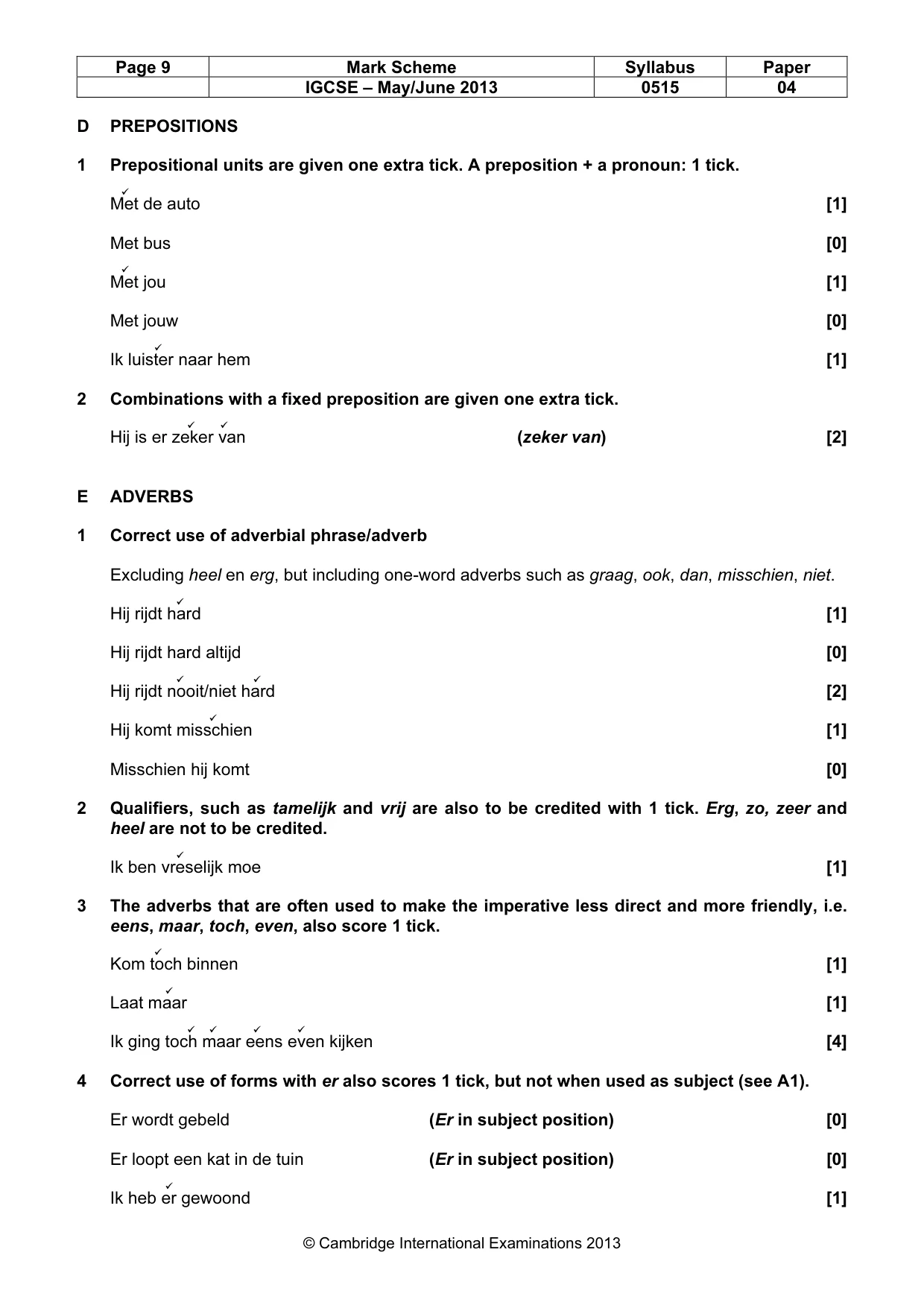 Mark scheme, page 9 of 14
