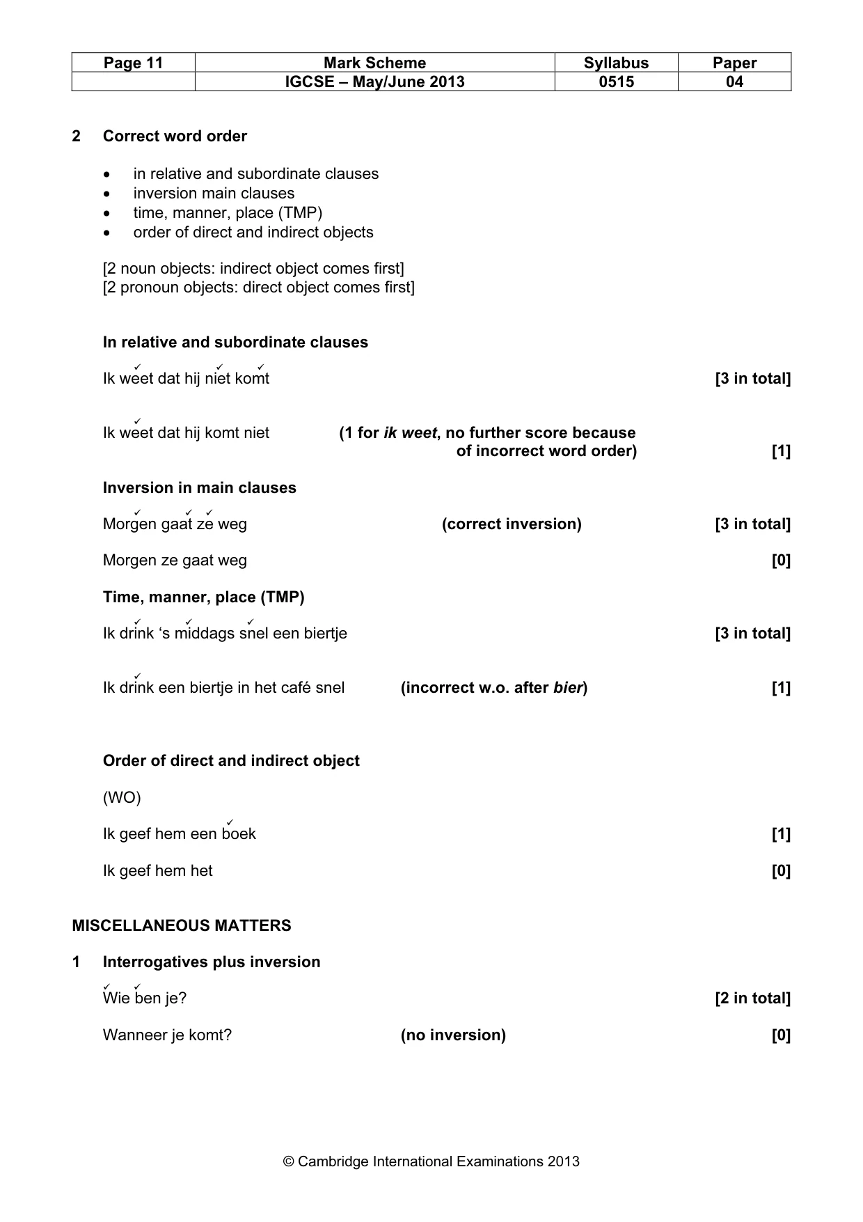 Mark scheme, page 11 of 14