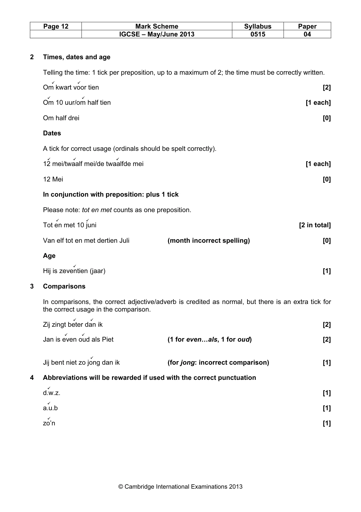 Mark scheme, page 12 of 14