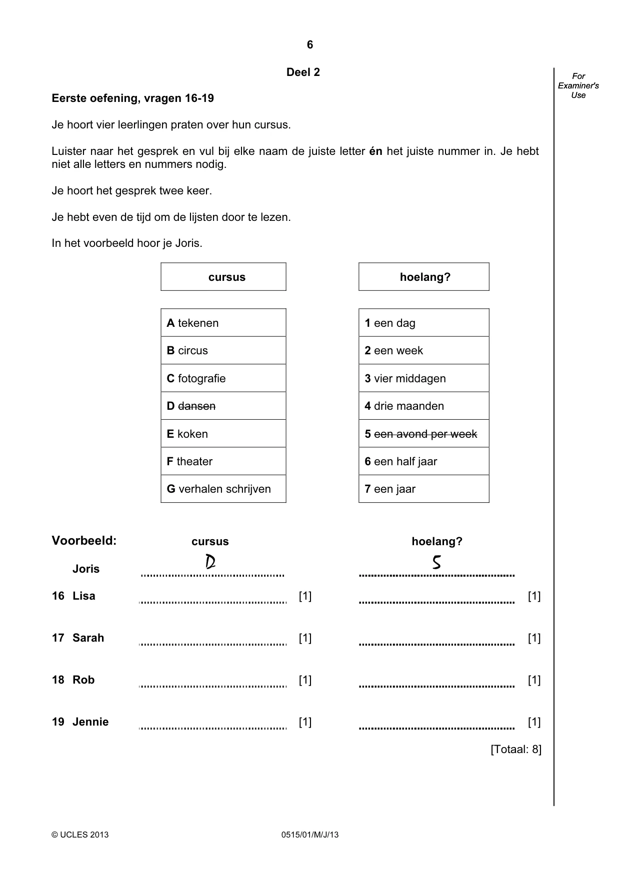 Cambridge IGCSE Dutch - Foreign Language 0515 2013 May/June Paper 1 · Variant 1 question paper, page 6 of 12