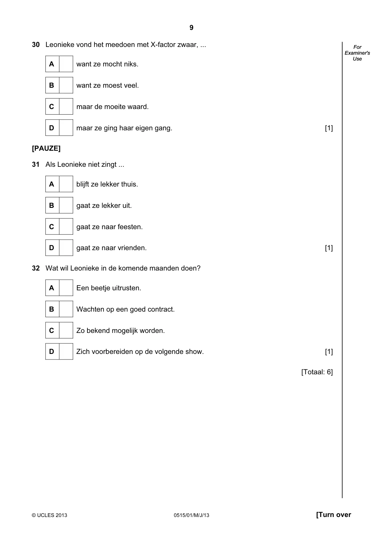Cambridge IGCSE Dutch - Foreign Language 0515 2013 May/June Paper 1 · Variant 1 question paper, page 9 of 12