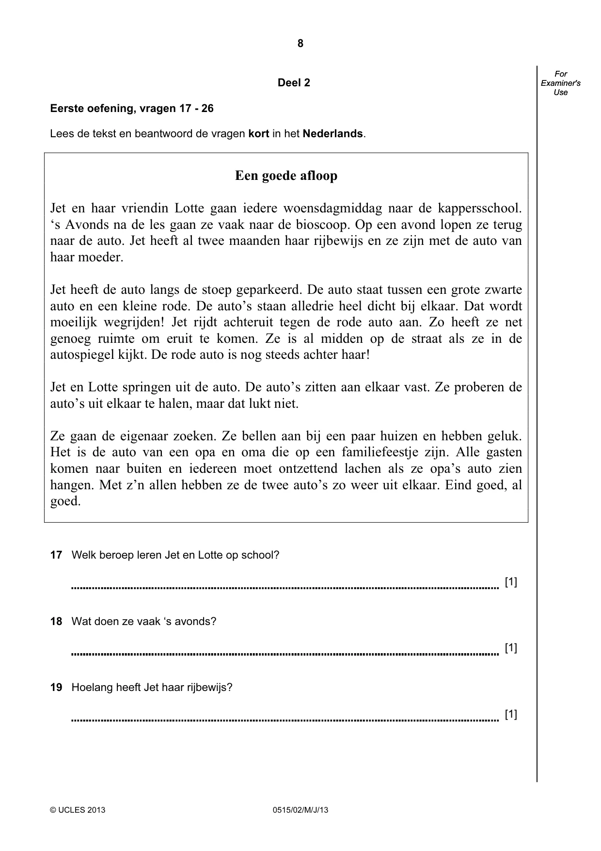 Cambridge IGCSE Dutch - Foreign Language 0515 2013 May/June Paper 2 · Variant 1 question paper, page 8 of 20