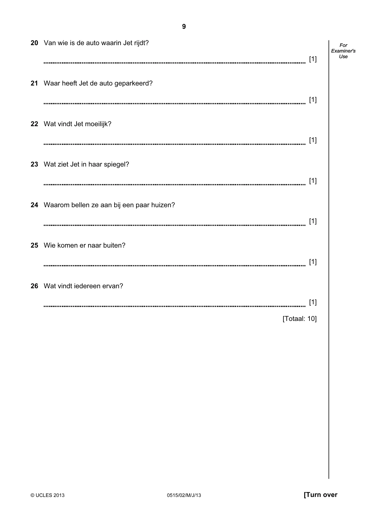 Cambridge IGCSE Dutch - Foreign Language 0515 2013 May/June Paper 2 · Variant 1 question paper, page 9 of 20