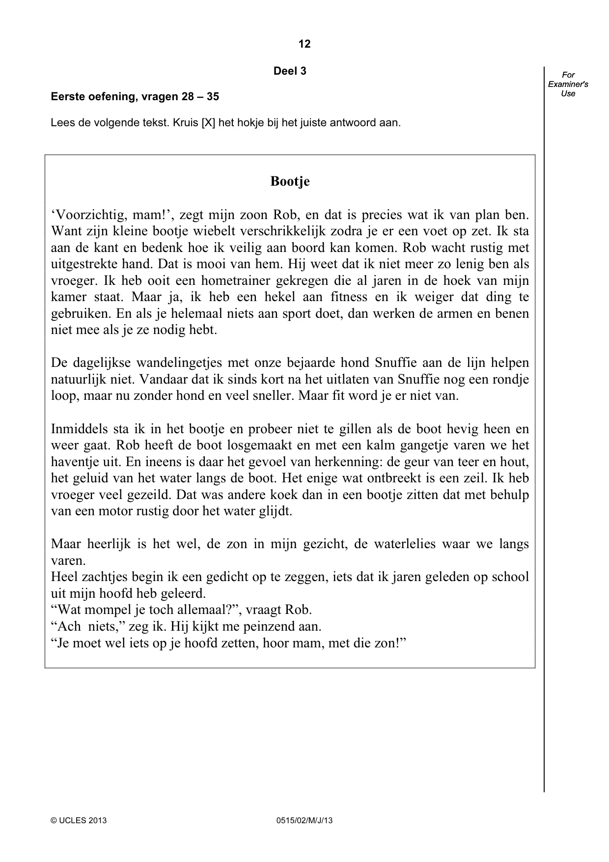 Cambridge IGCSE Dutch - Foreign Language 0515 2013 May/June Paper 2 · Variant 1 question paper, page 12 of 20