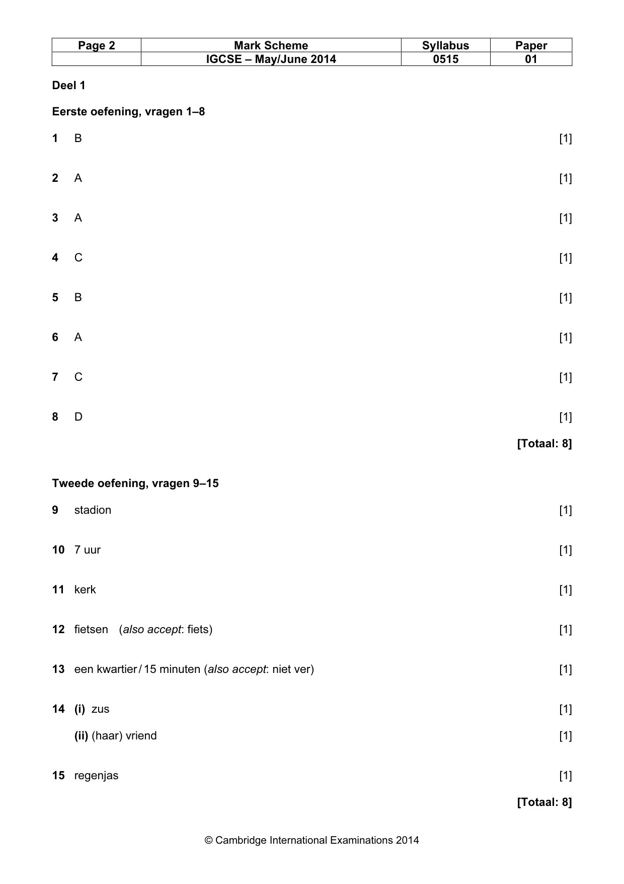 Mark scheme, page 2 of 9