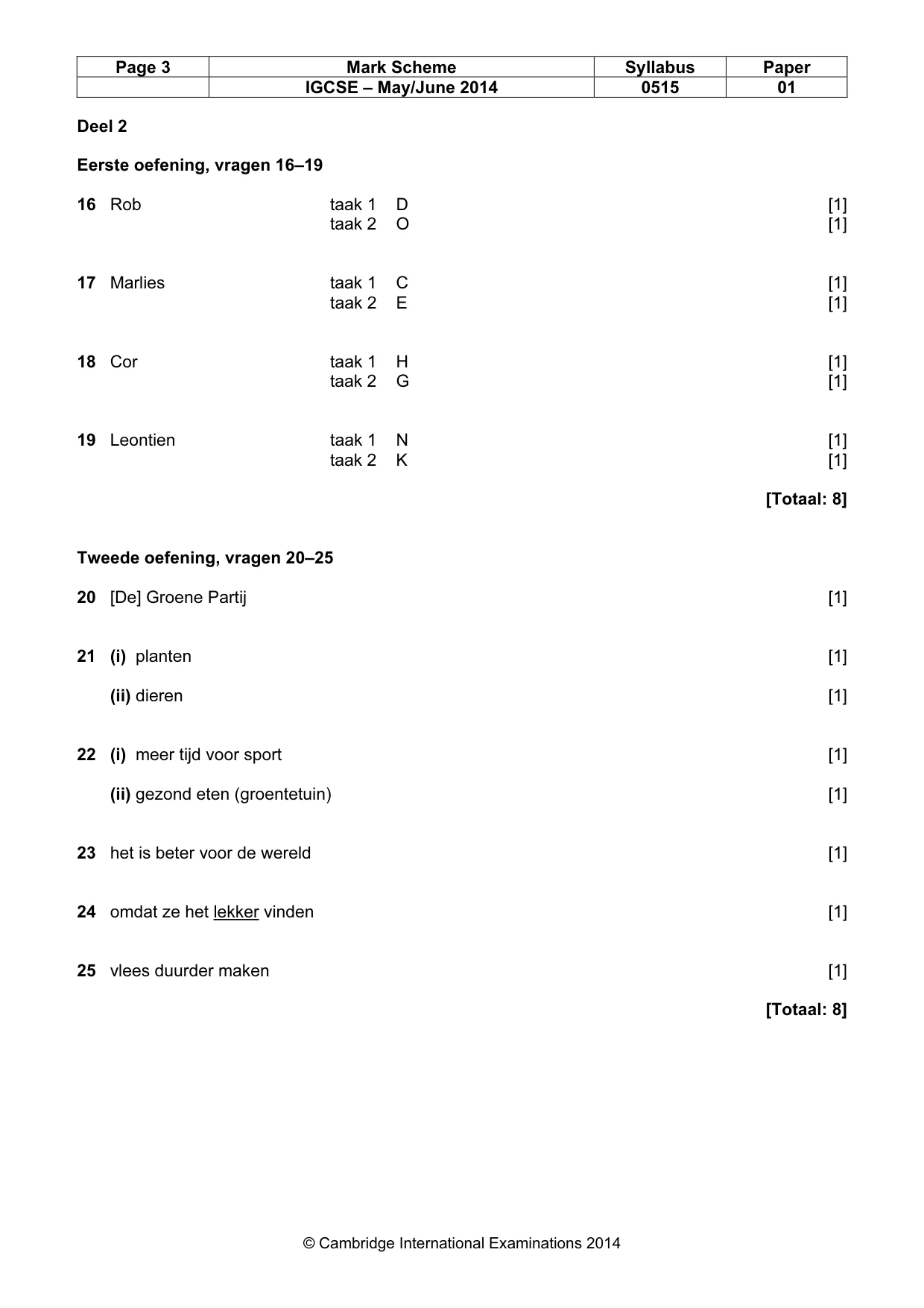 Mark scheme, page 3 of 9