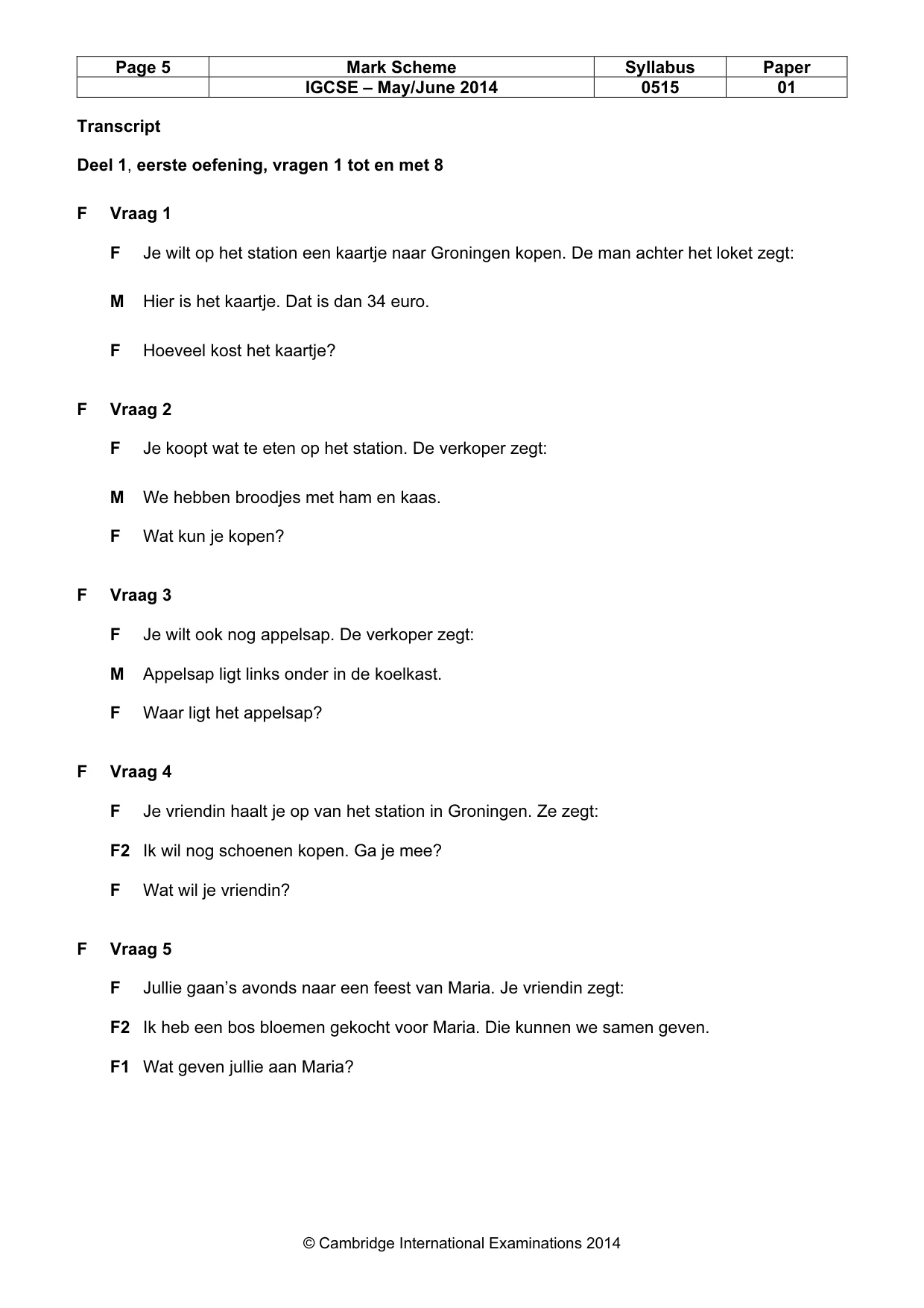 Mark scheme, page 5 of 9