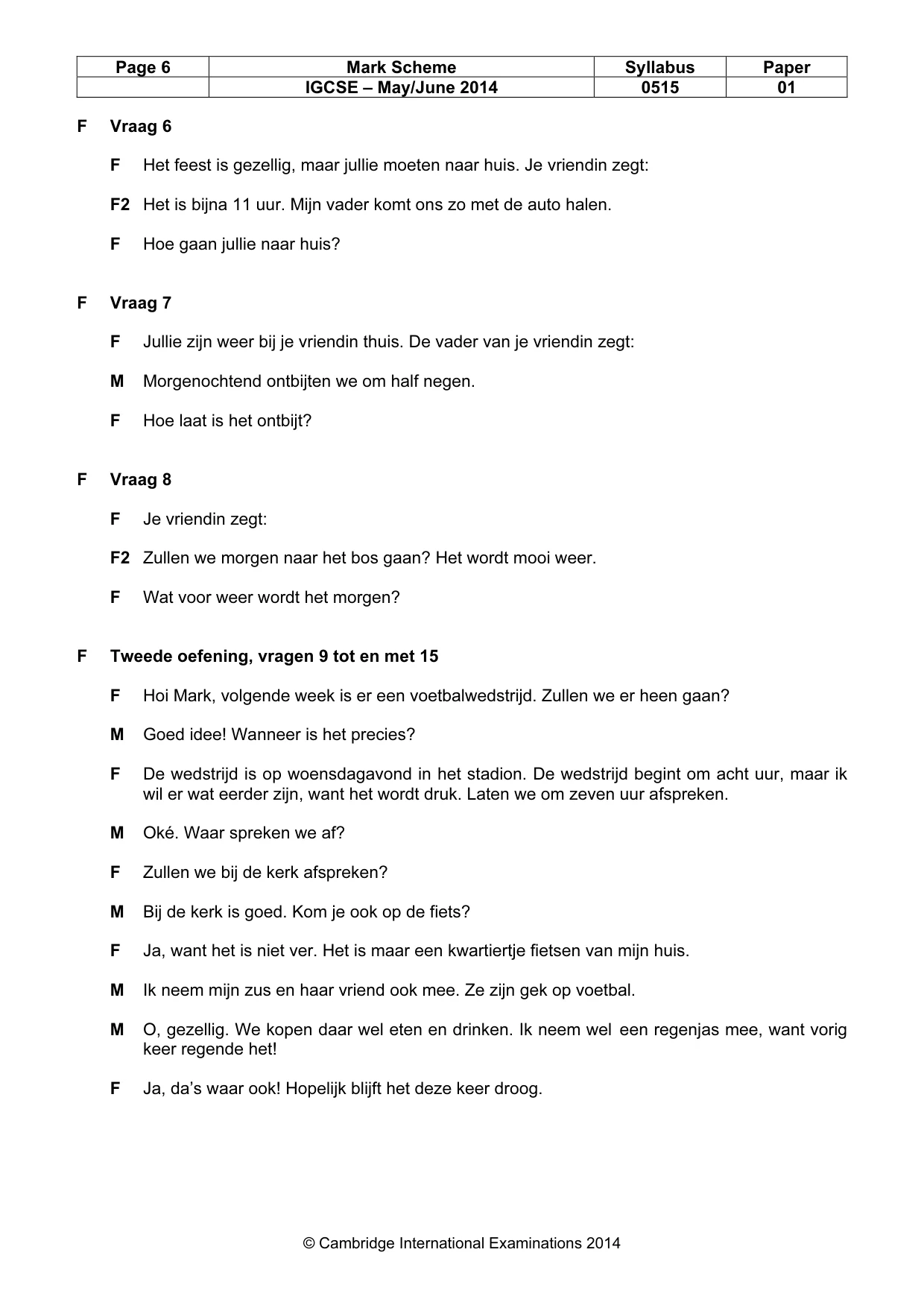 Mark scheme, page 6 of 9