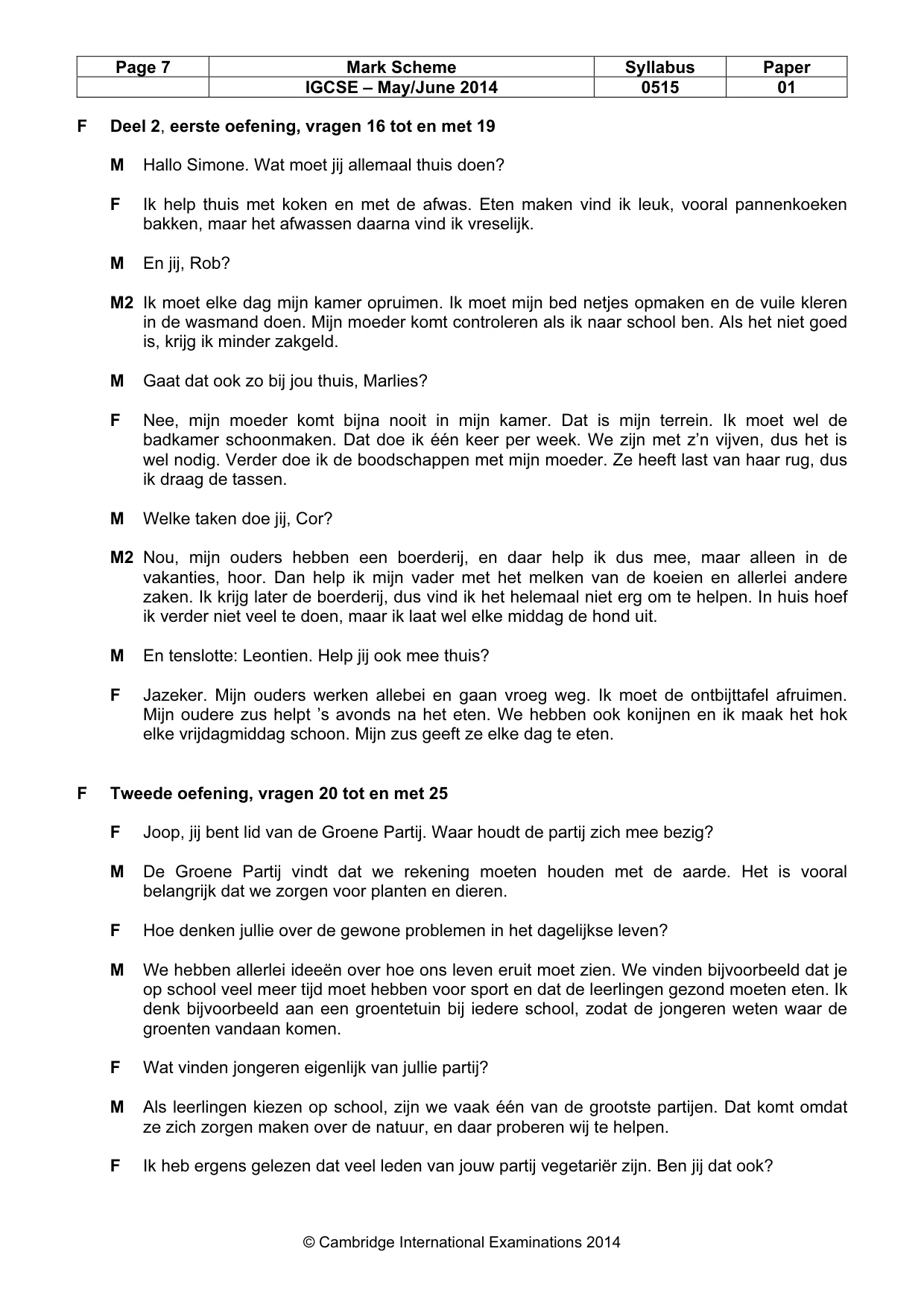 Mark scheme, page 7 of 9