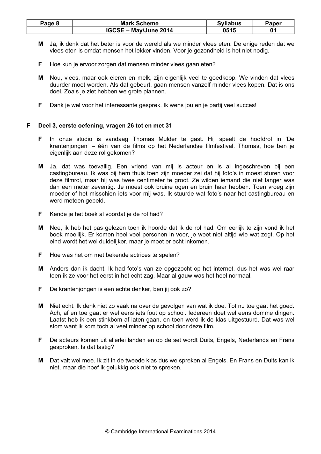 Mark scheme, page 8 of 9