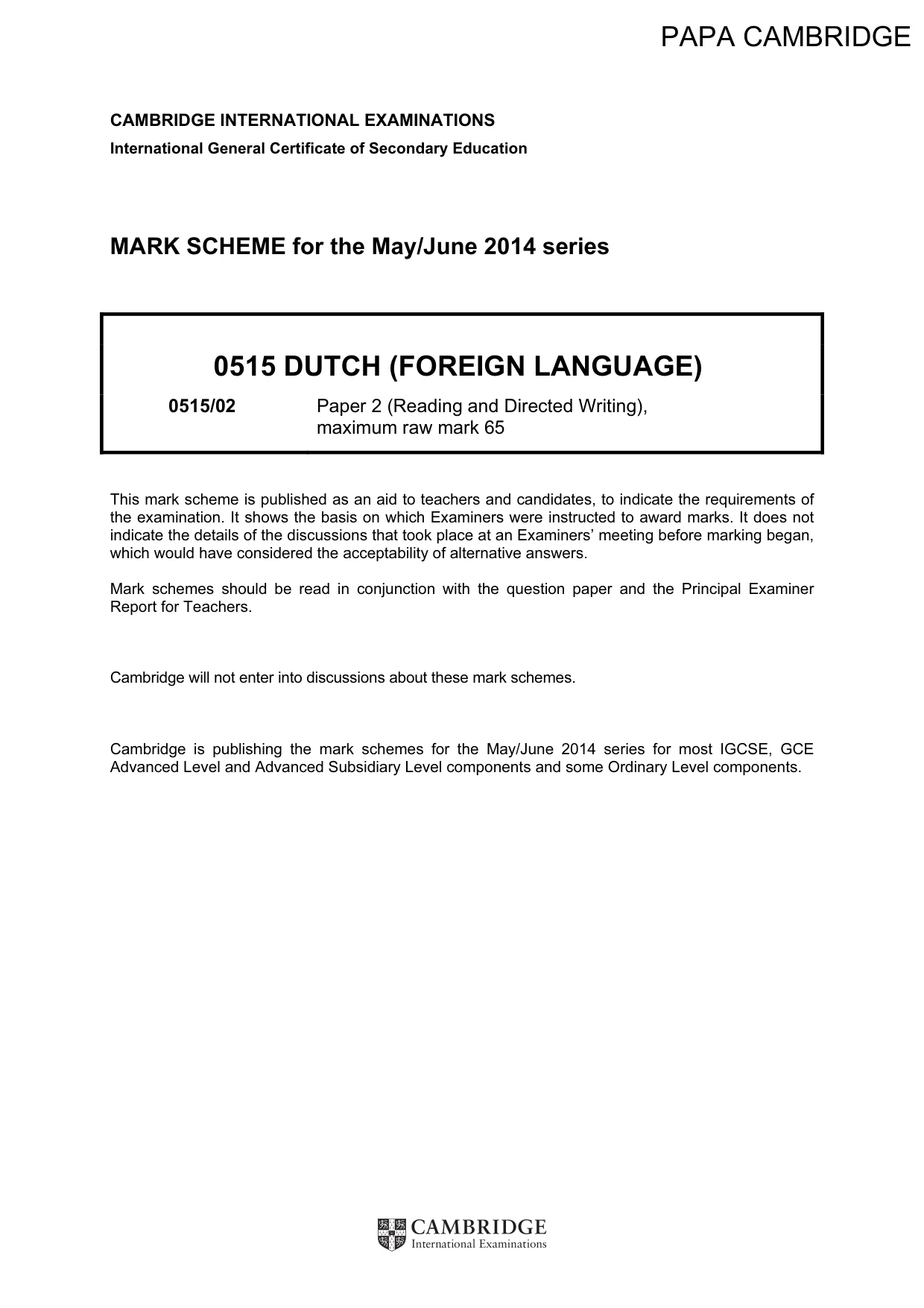 Mark scheme, page 1 of 7