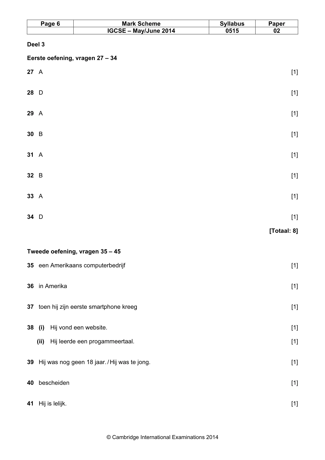 Mark scheme, page 6 of 7