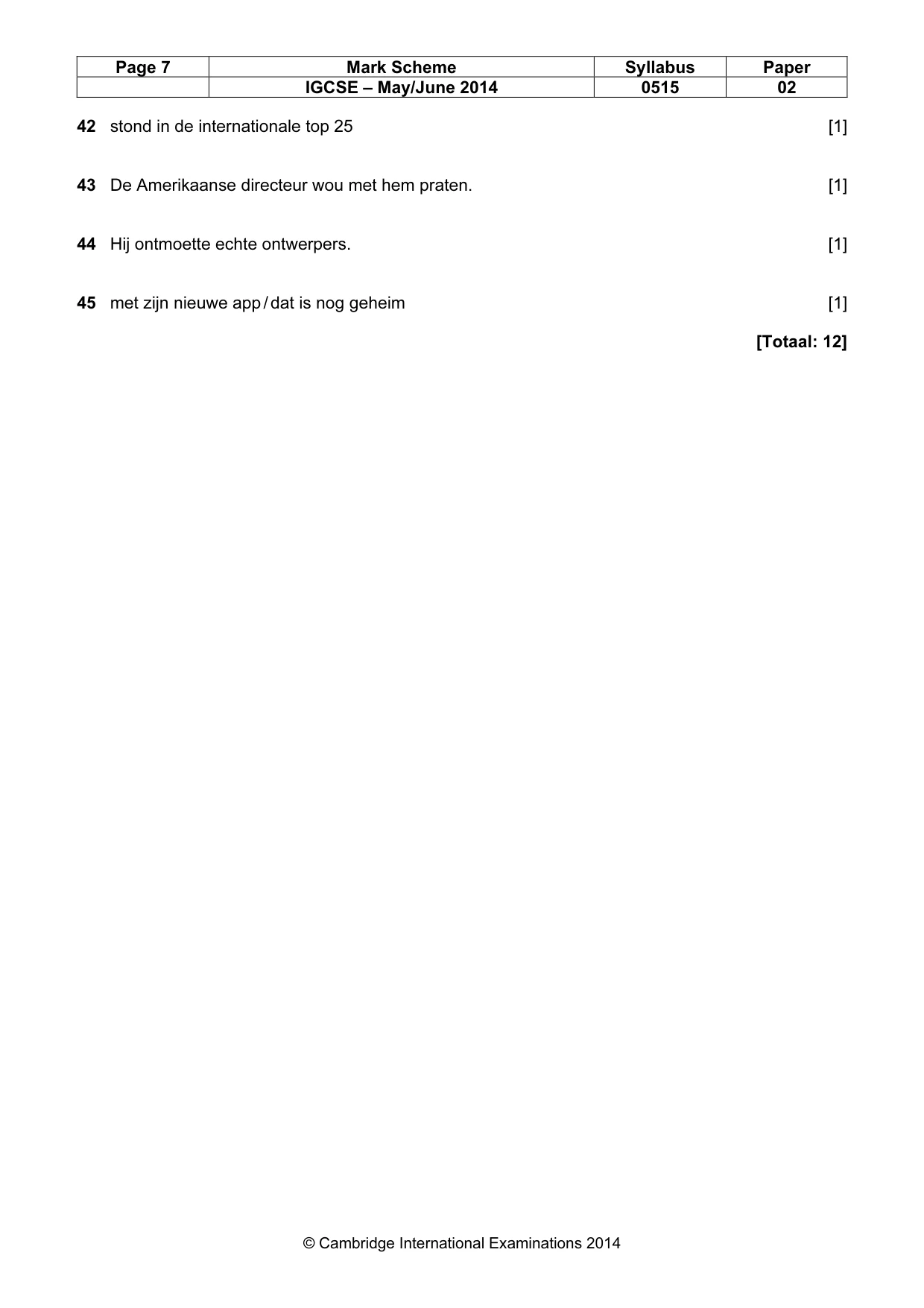 Mark scheme, page 7 of 7