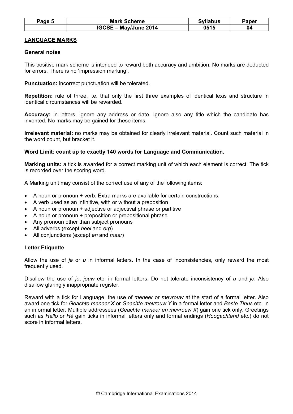 Mark scheme, page 5 of 14