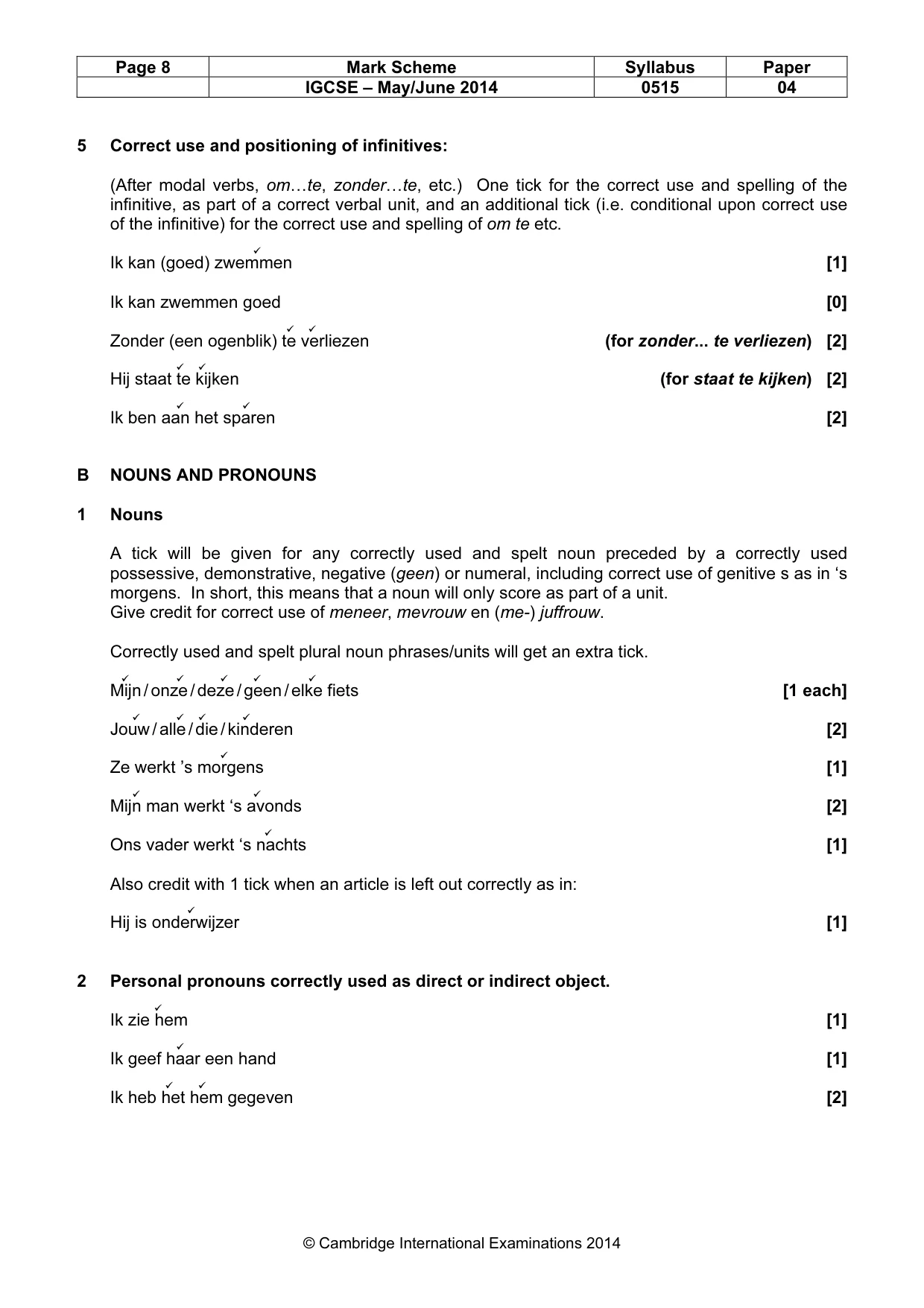 Mark scheme, page 8 of 14