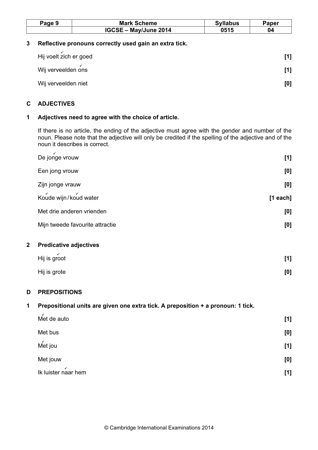 Mark scheme, page 9 of 14