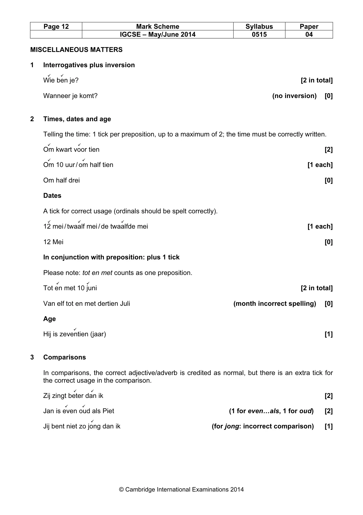 Mark scheme, page 12 of 14