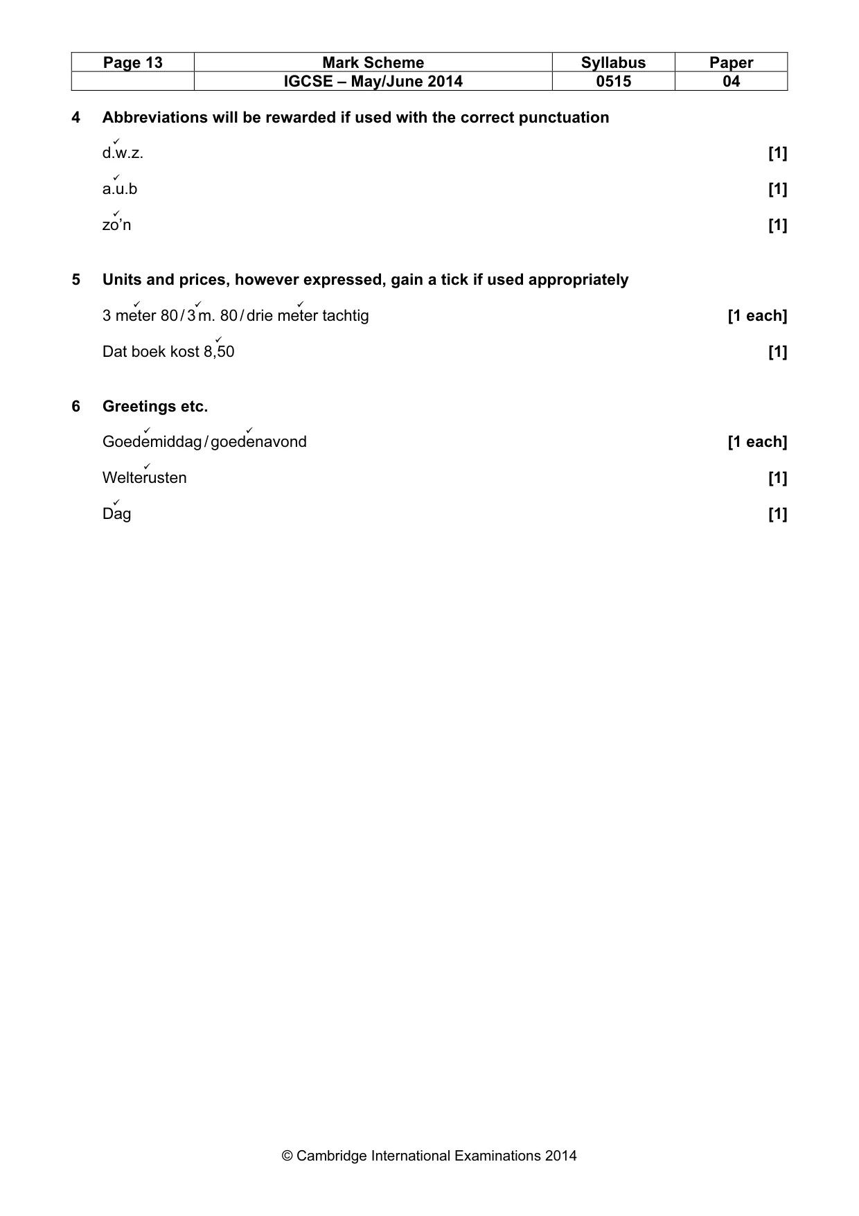 Mark scheme, page 13 of 14