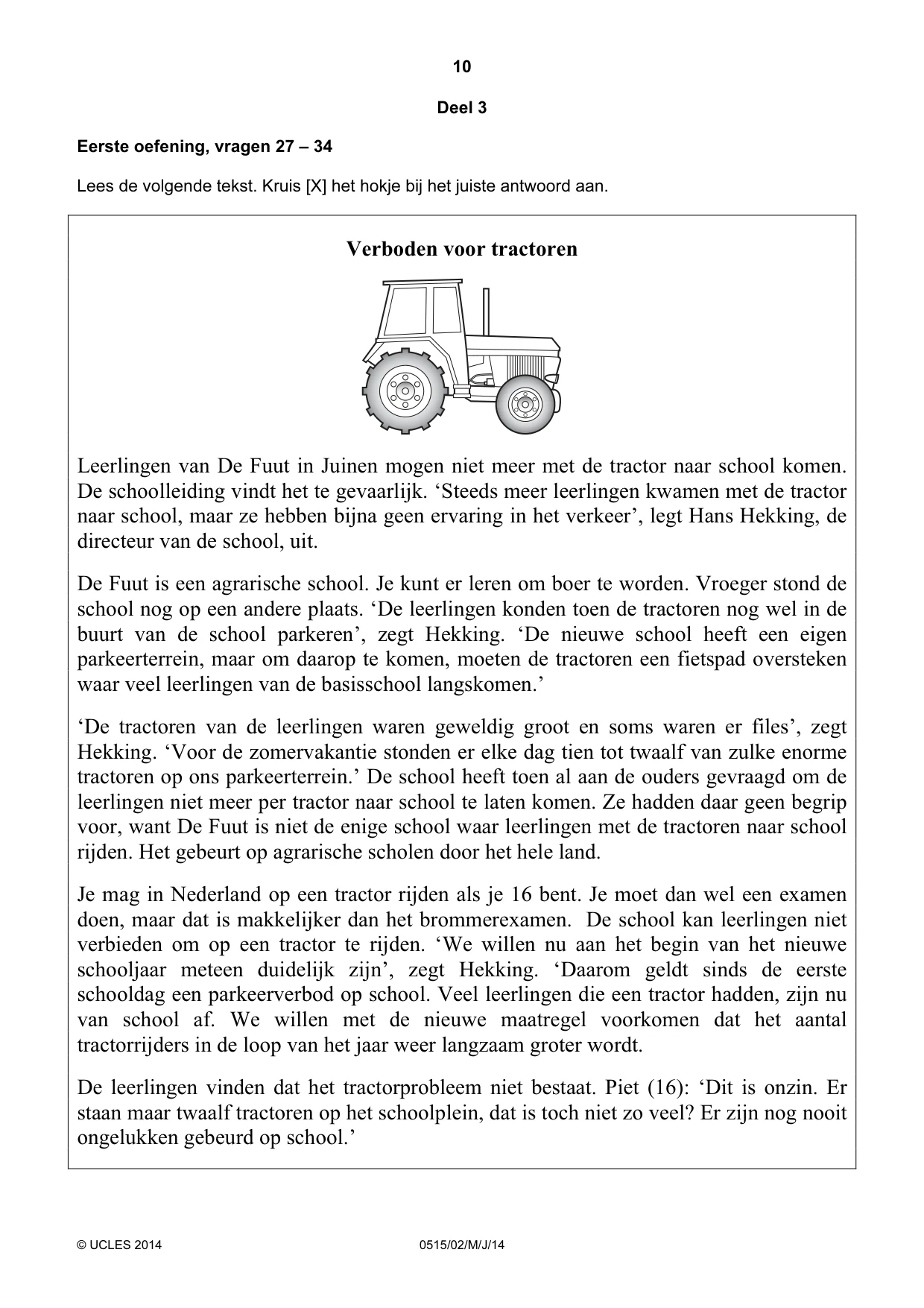Cambridge IGCSE Dutch - Foreign Language 0515 2014 May/June Paper 2 · Variant 1 question paper, page 10 of 16