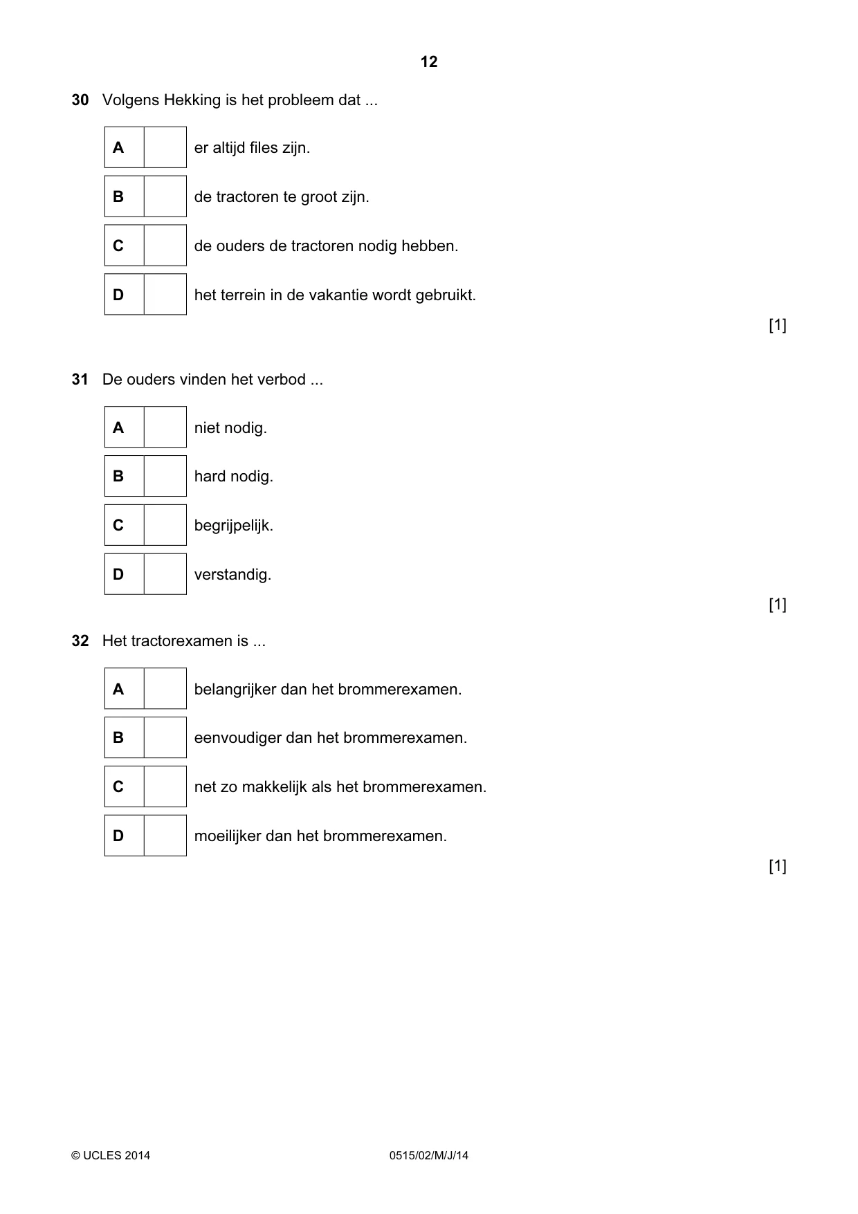 Cambridge IGCSE Dutch - Foreign Language 0515 2014 May/June Paper 2 · Variant 1 question paper, page 12 of 16