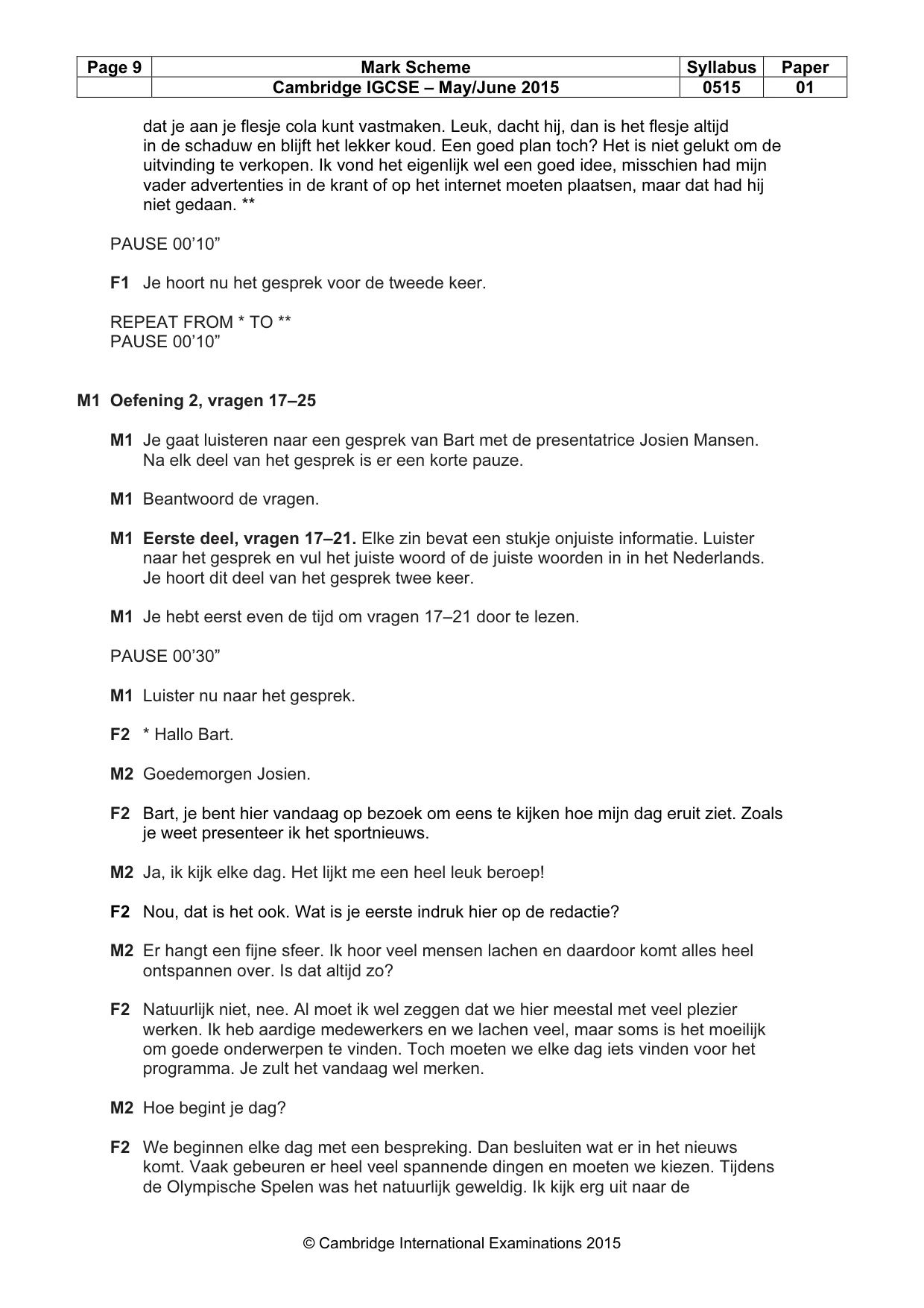 Mark scheme, page 9 of 13