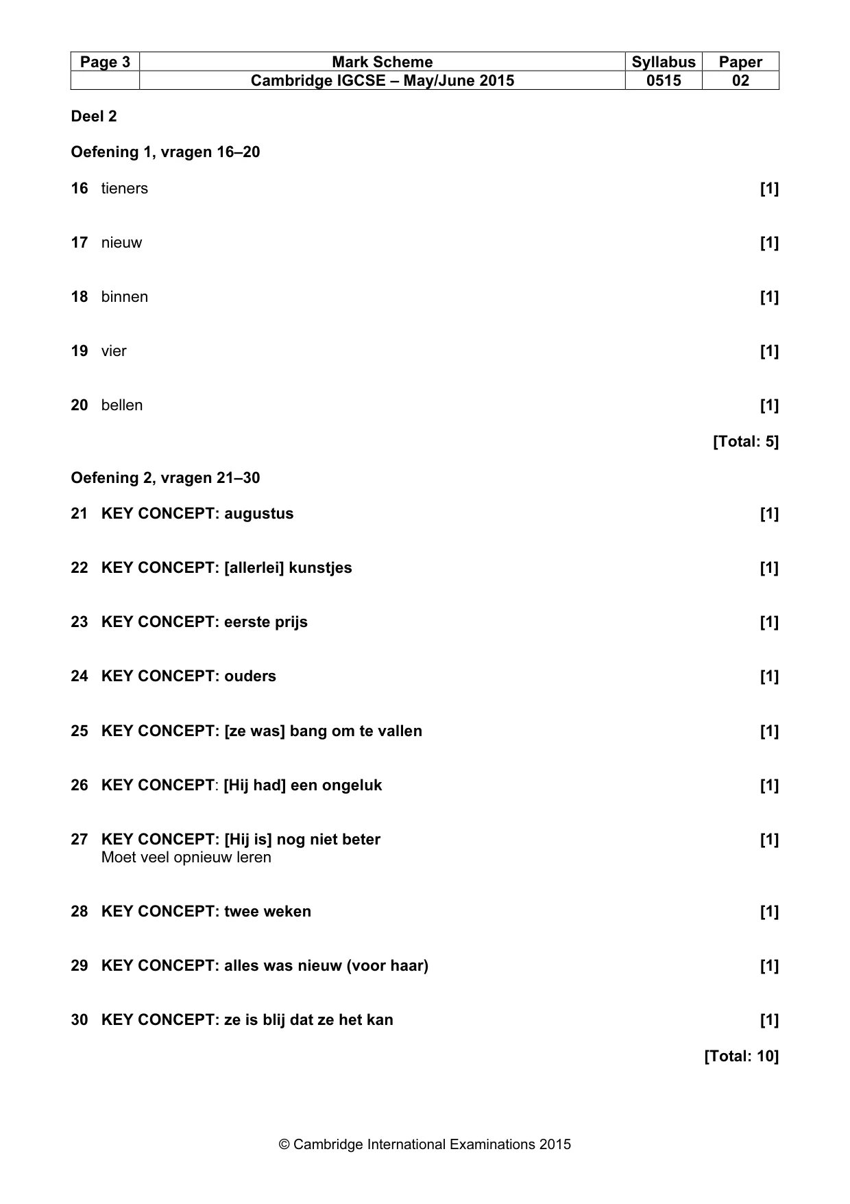 Mark scheme, page 3 of 5