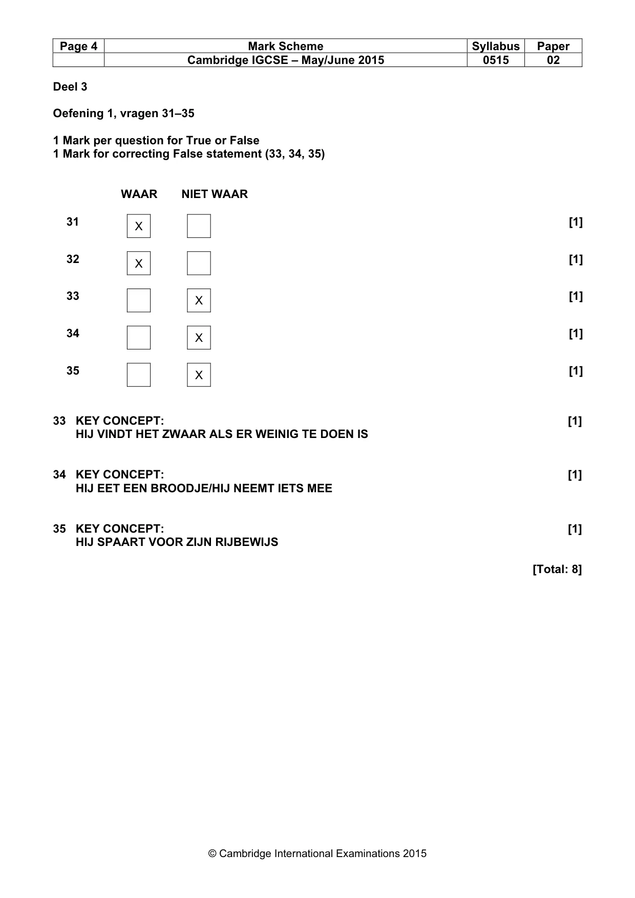 Mark scheme, page 4 of 5