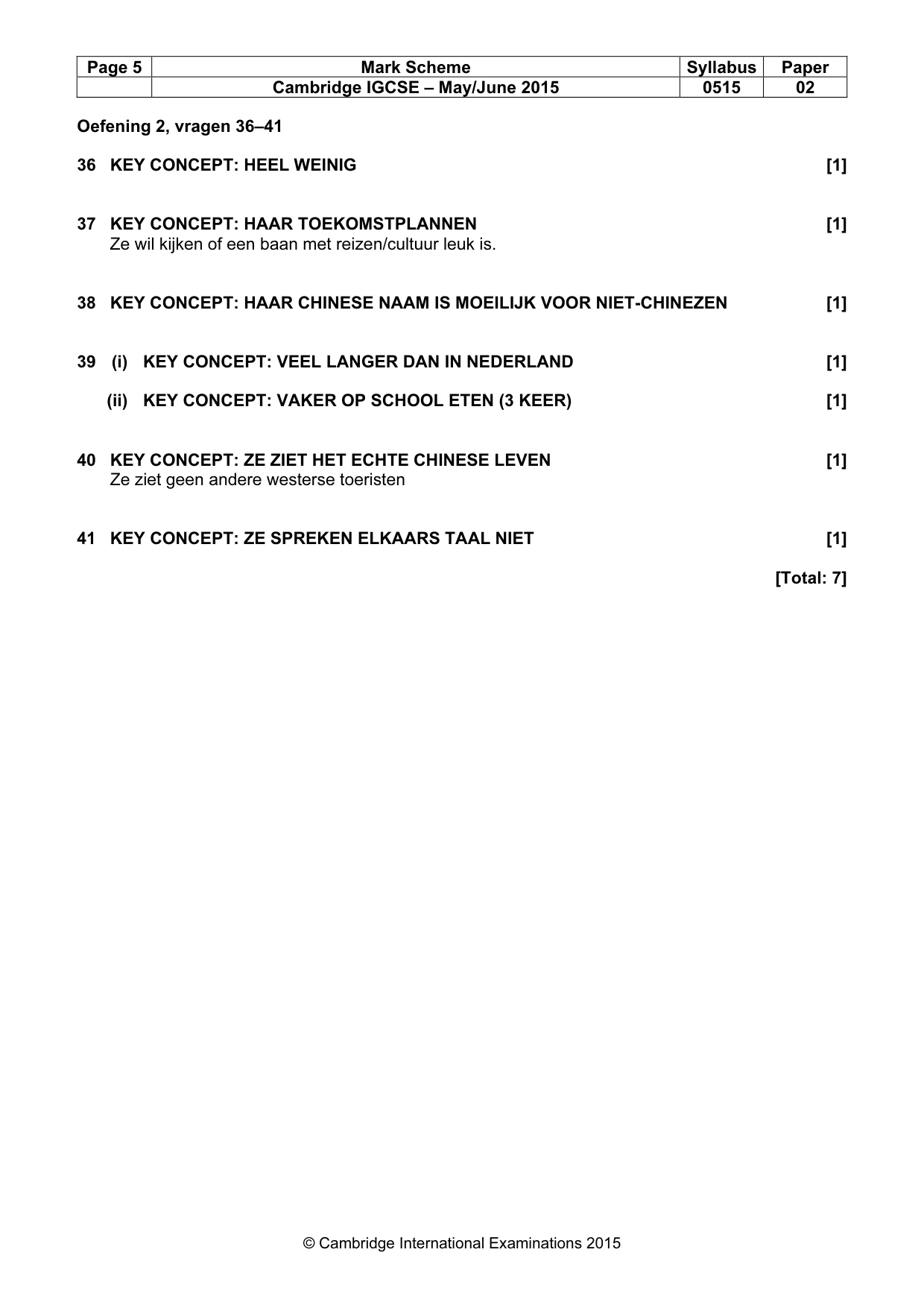 Mark scheme, page 5 of 5