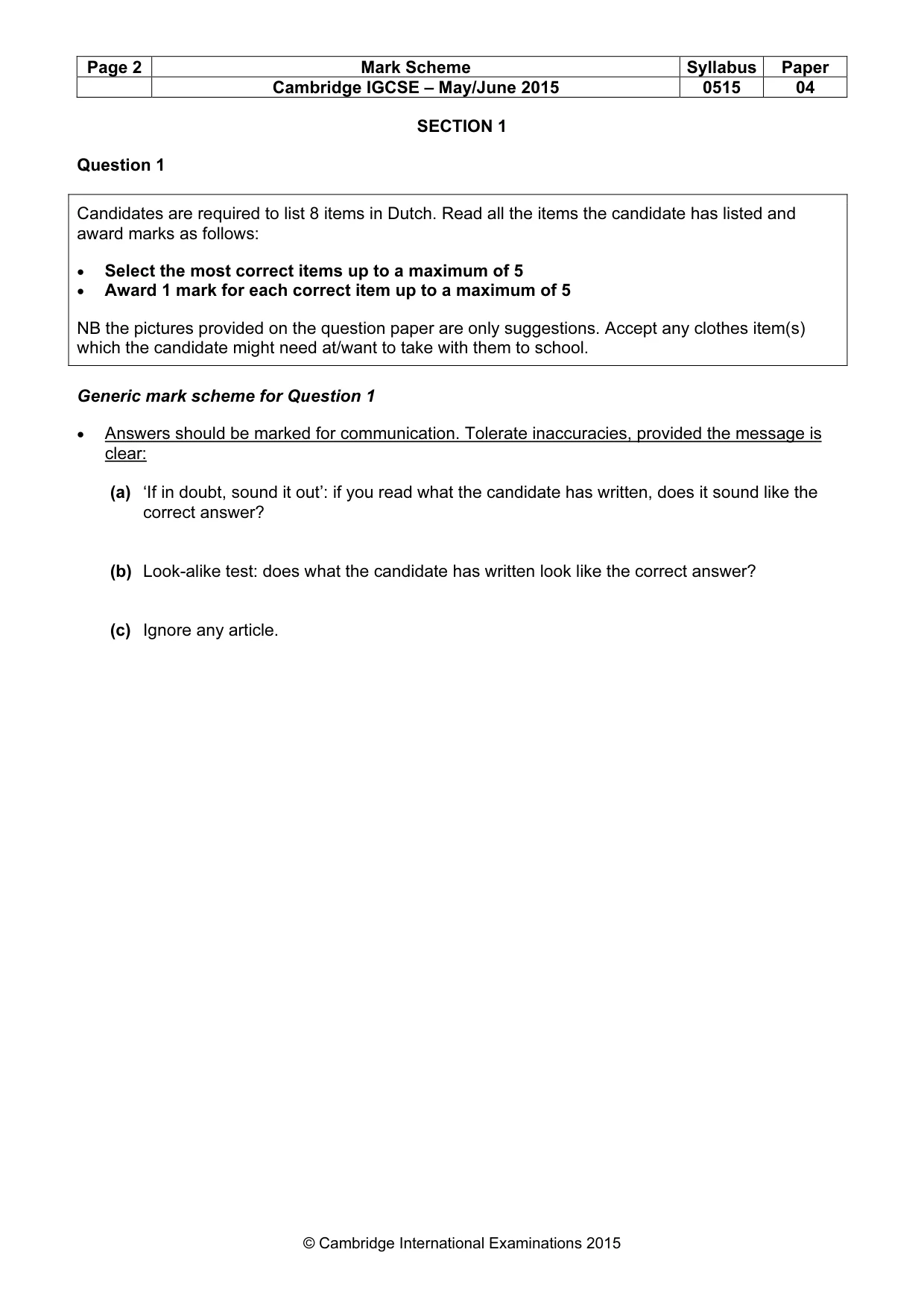 Mark scheme, page 2 of 20