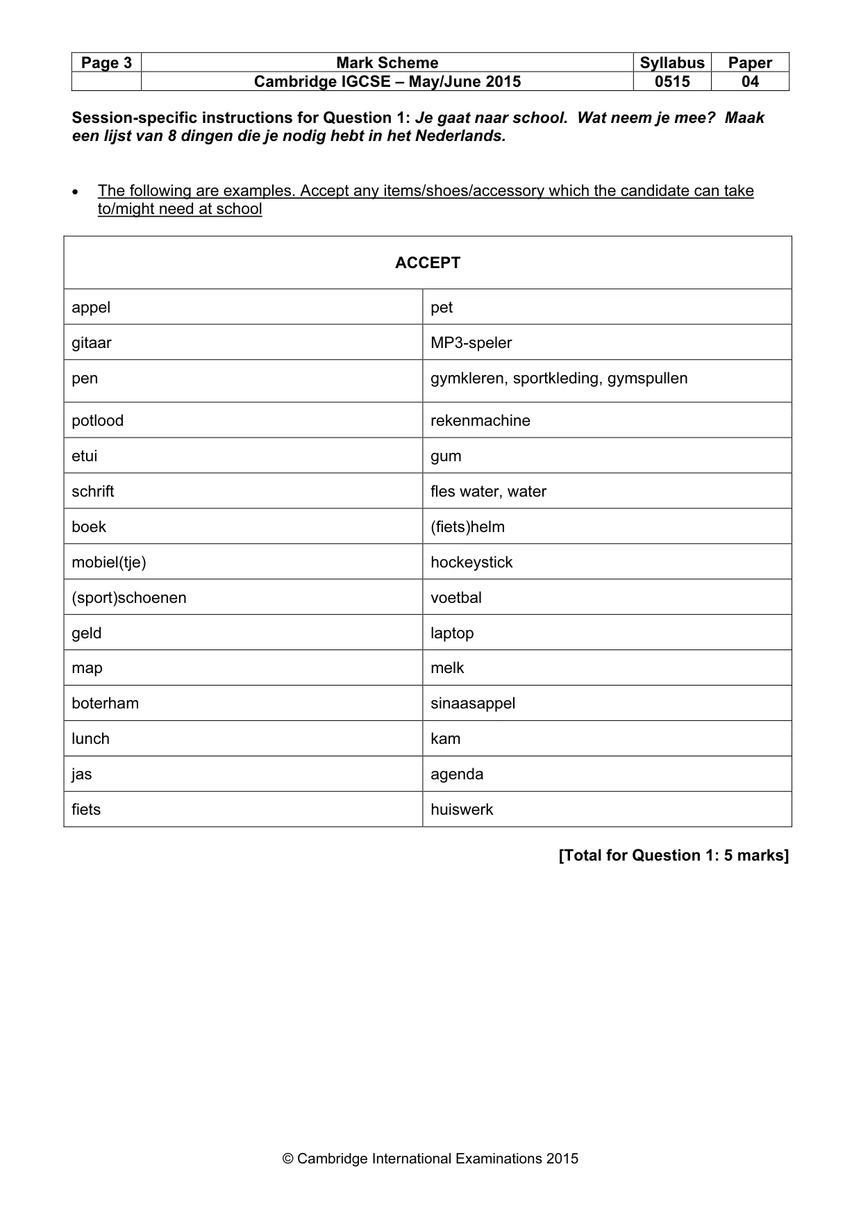 Mark scheme, page 3 of 20