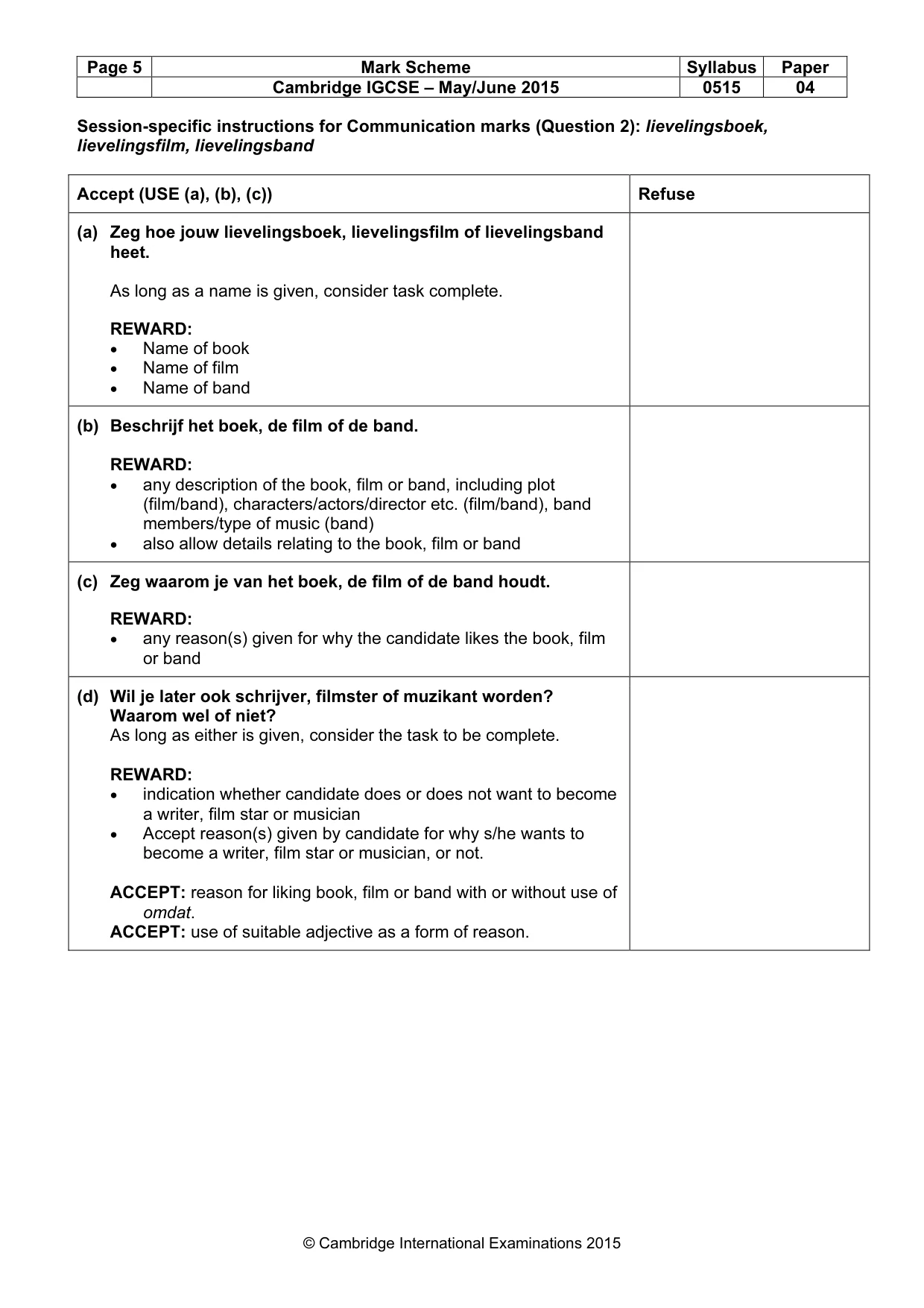 Mark scheme, page 5 of 20