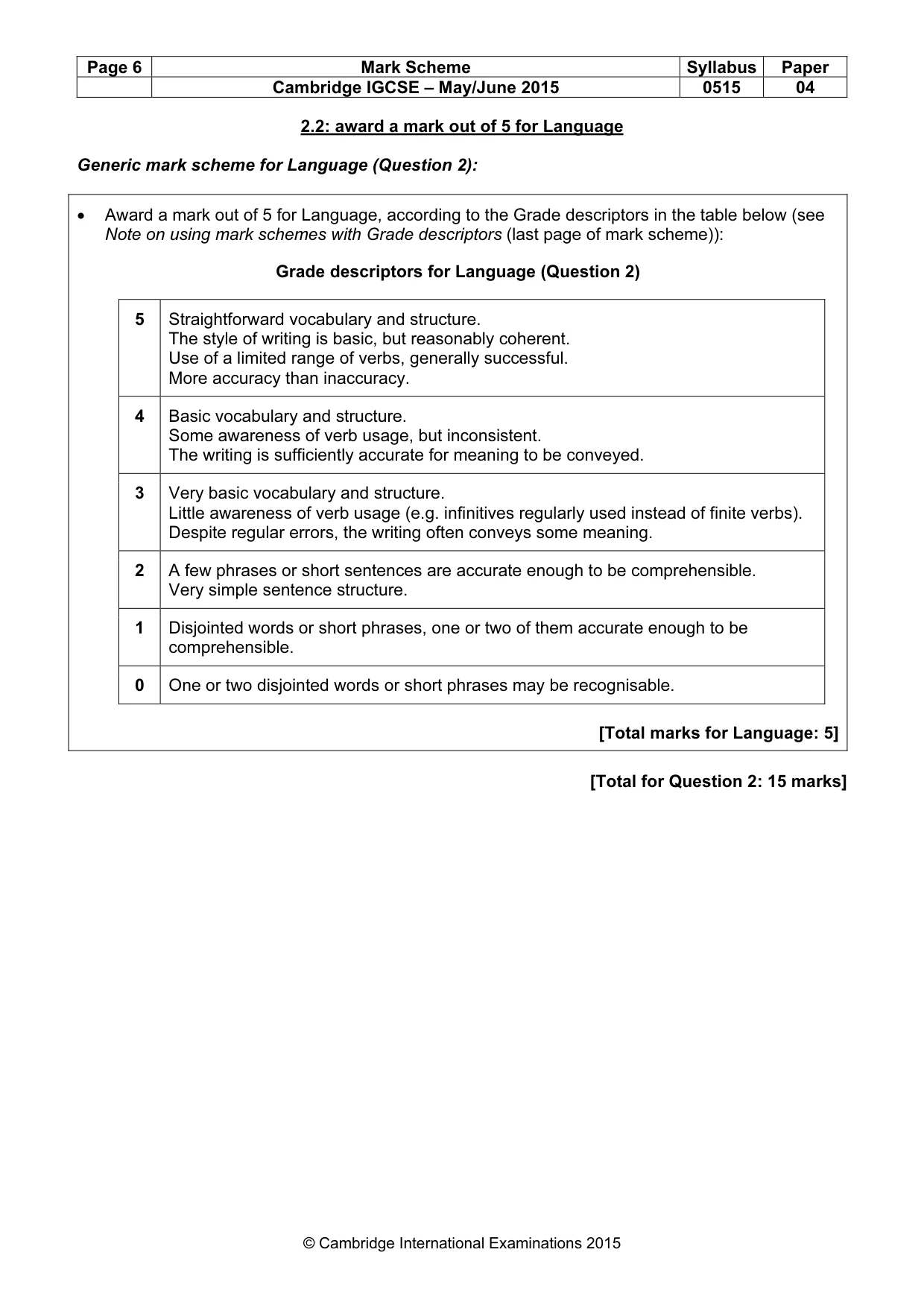 Mark scheme, page 6 of 20