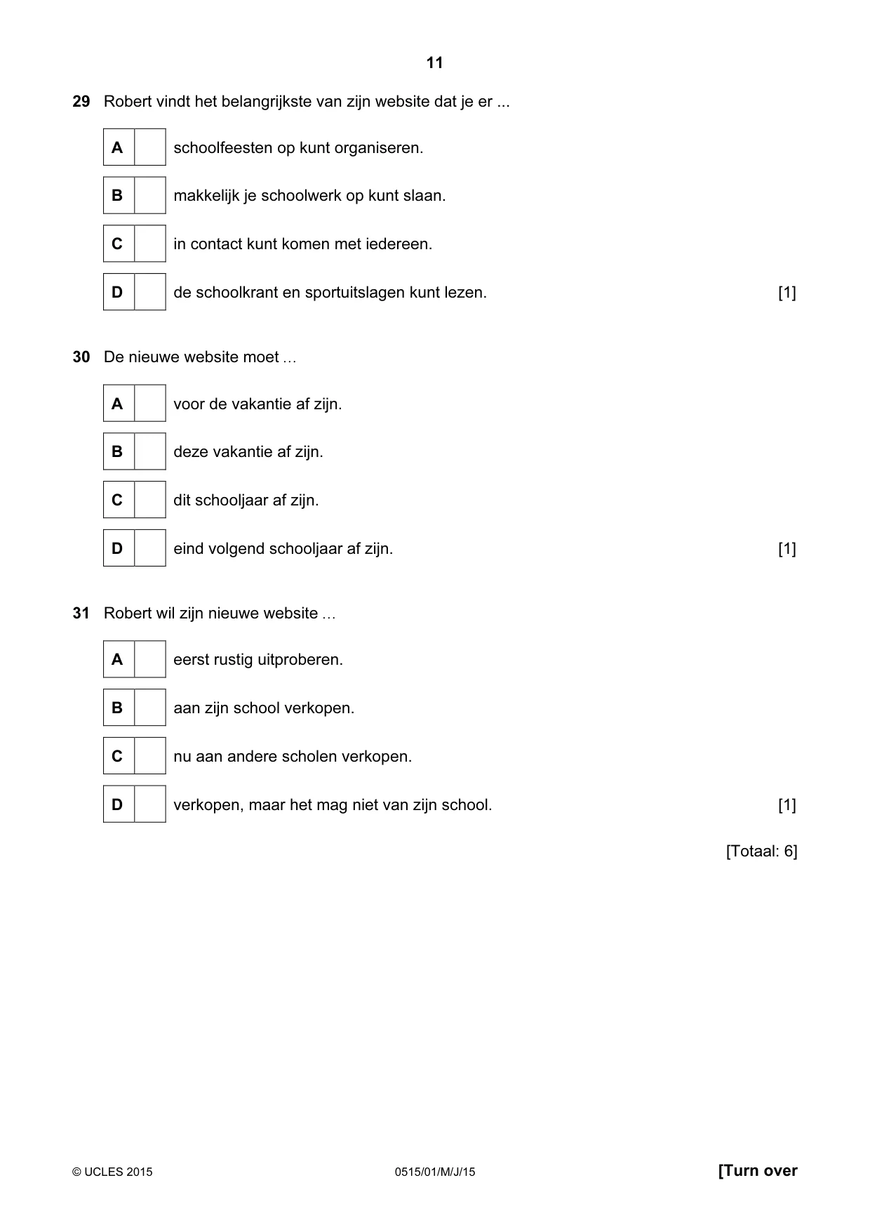 Cambridge IGCSE Dutch - Foreign Language 0515 2015 May/June Paper 1 · Variant 1 question paper, page 11 of 12