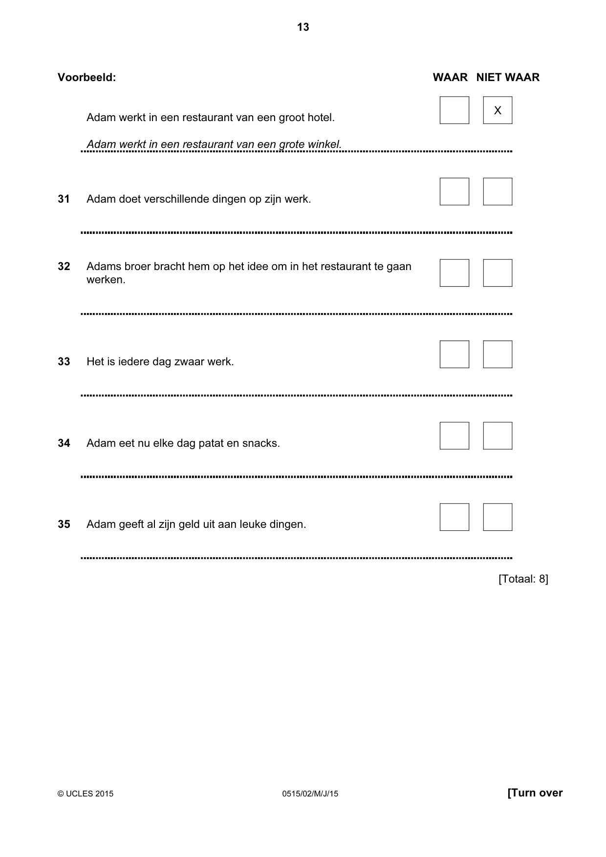 Cambridge IGCSE Dutch - Foreign Language 0515 2015 May/June Paper 2 · Variant 1 question paper, page 13 of 16