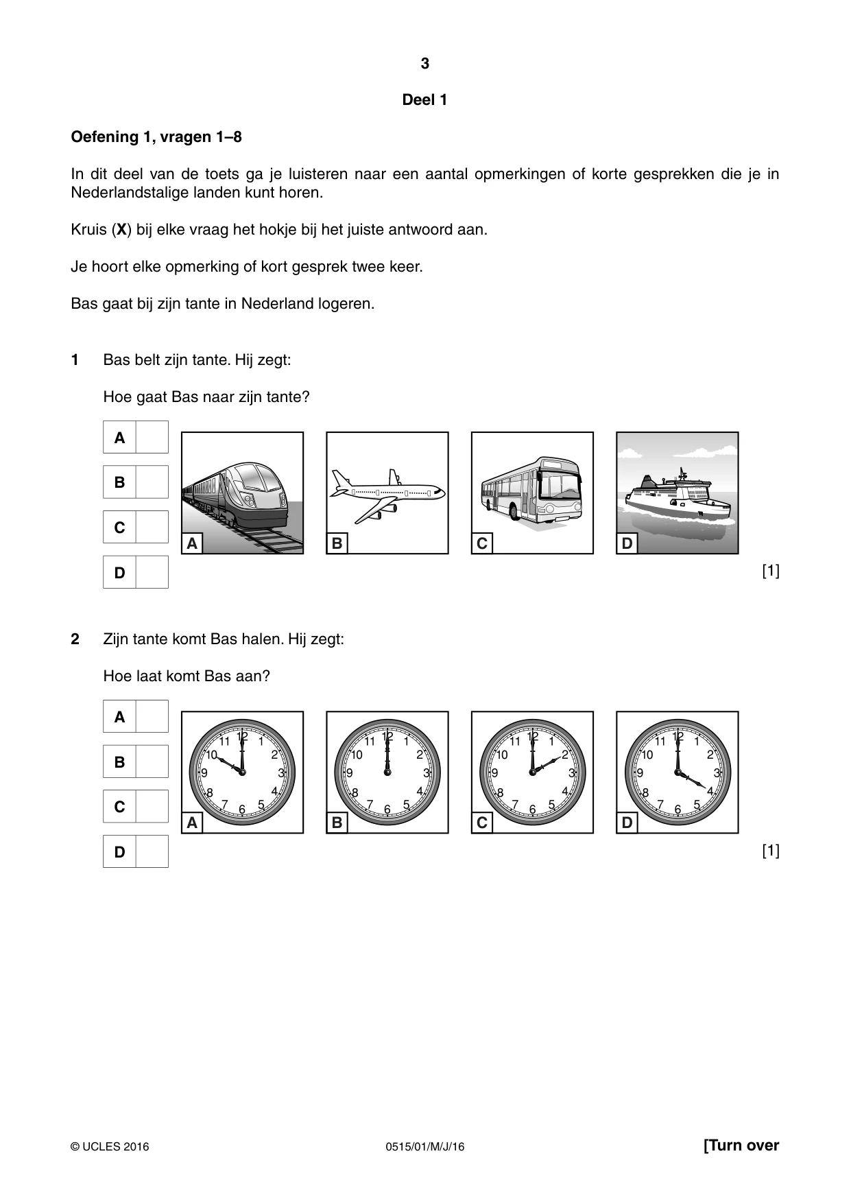 Cambridge IGCSE Dutch - Foreign Language 0515 2016 May/June Paper 1 · Variant 0 question paper, page 3 of 12